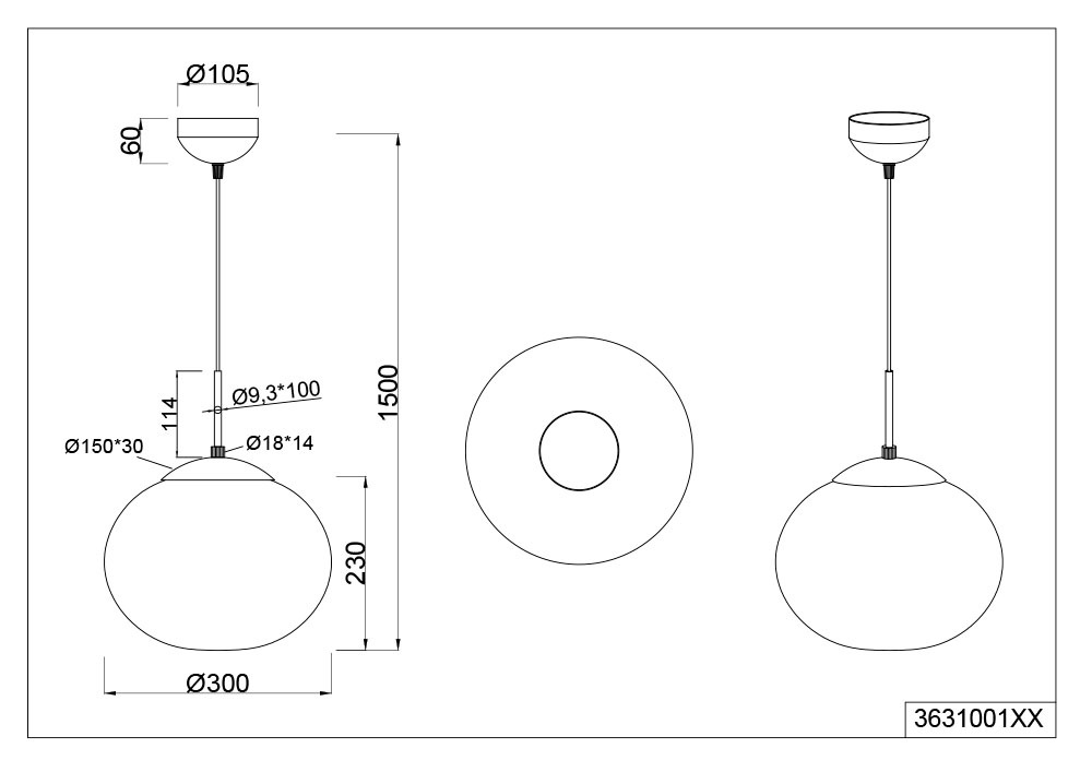 TRIO Leuchten Pendelleuchte »FOMENTO, Hängelampe mit Glasschirm, exkl 1x E27 max 15W« E27 1 Stk. warmweiß - kaltweiß Glas Hängeleuchte Höhe 150 cm, Hängelampe Küche Esszimmer Wohnzimmer