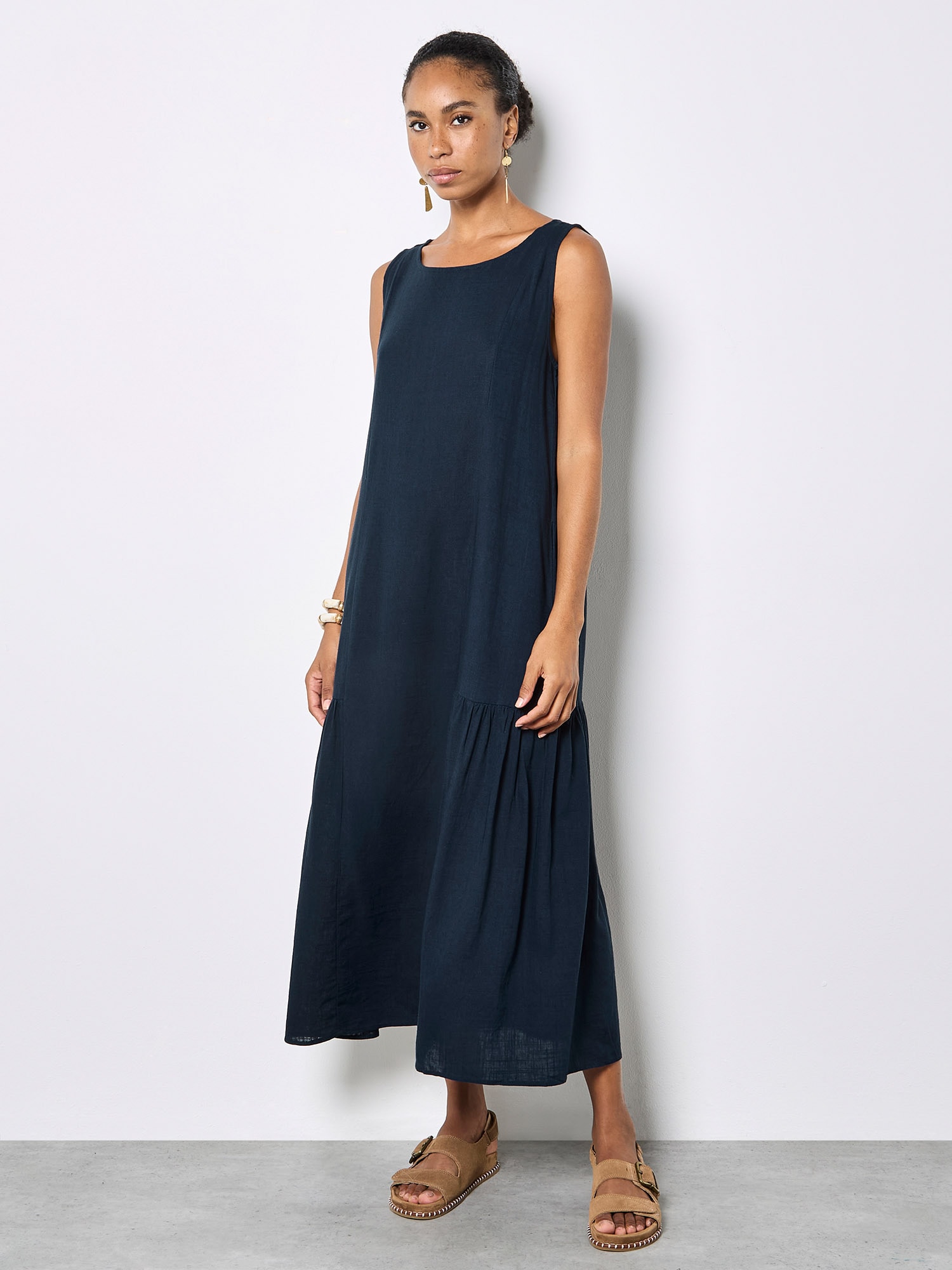 Apricot Midikleid "Midikleid" mit Falten und Trapezform