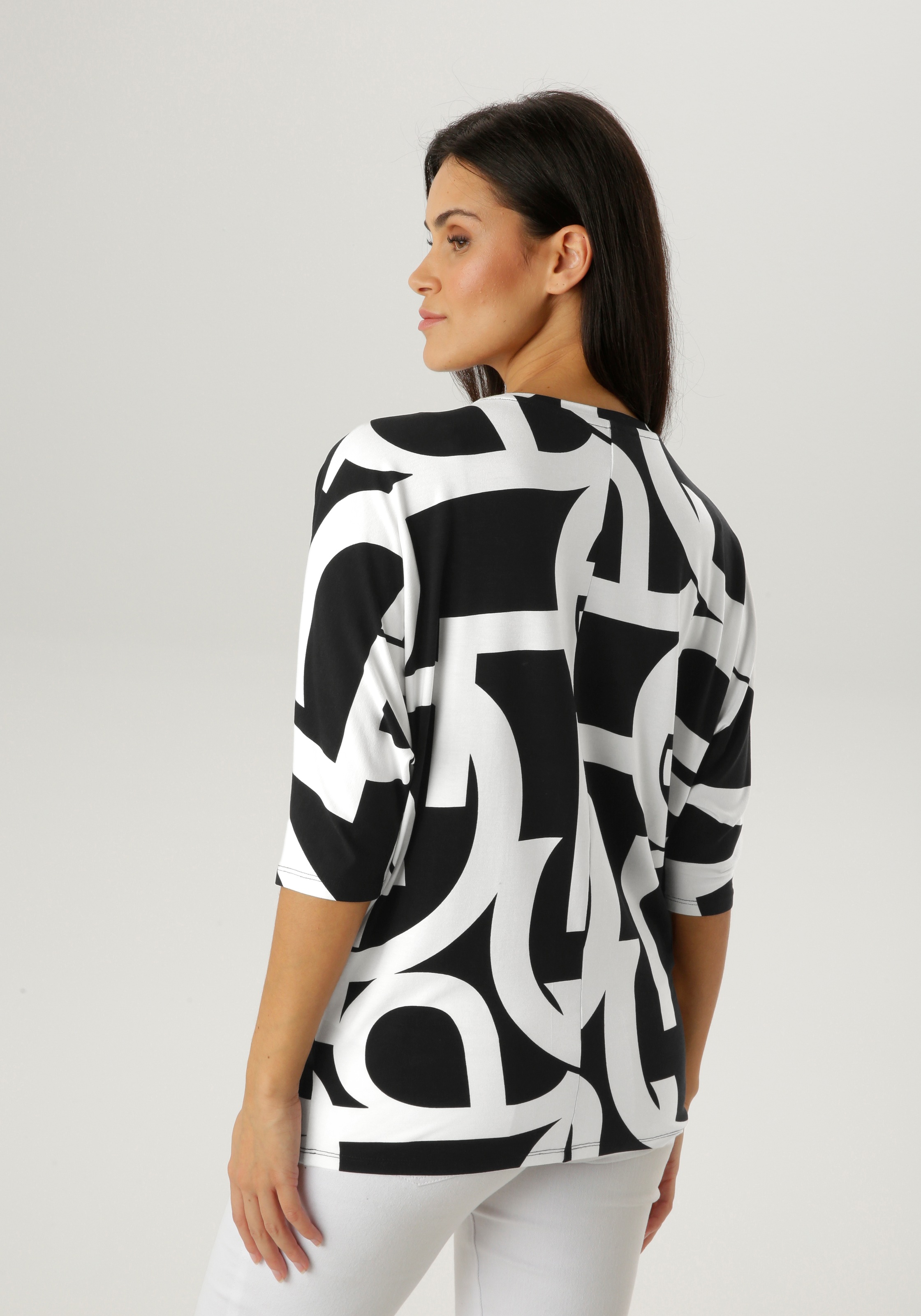 Aniston SELECTED 3/4-Arm-Shirt mit Grafikdruck und großflächigem Buchstaben günstig online kaufen