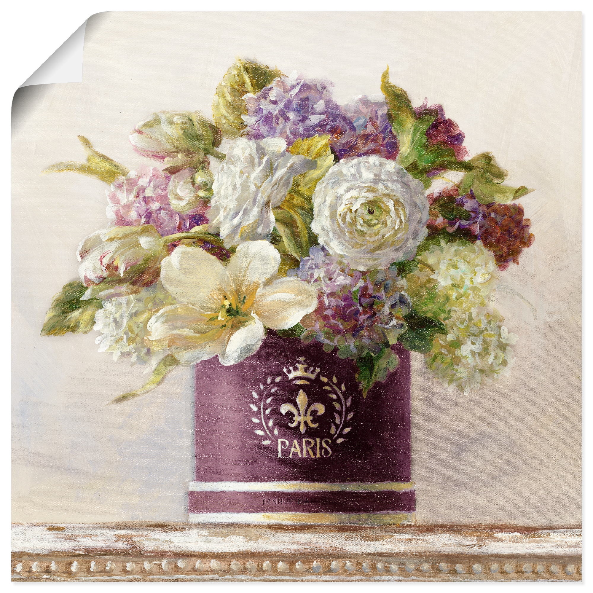 Artland Wandbild "Tulpen in Auberginer Hutschachtel" Blumen 1 Stk. tlg. als günstig online kaufen