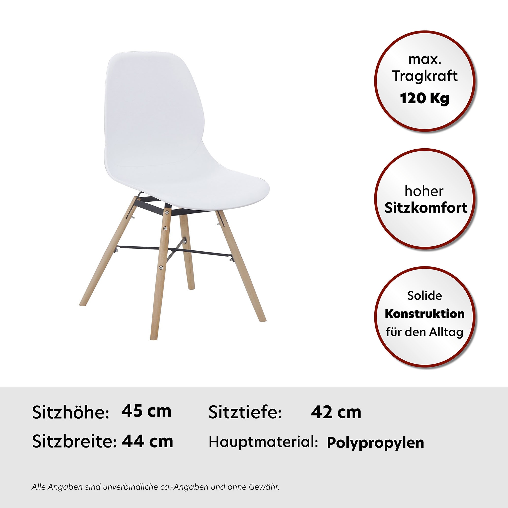 Kayoom 4-Fußstuhl »Stuhl Amy 110 2er-Set, praktisches Set, bequemer Kunststoffstuhl«, (Set), 2 St., pflegeleicht, abwaschbar, in einem Stück spritzgegossene Sitzfläche