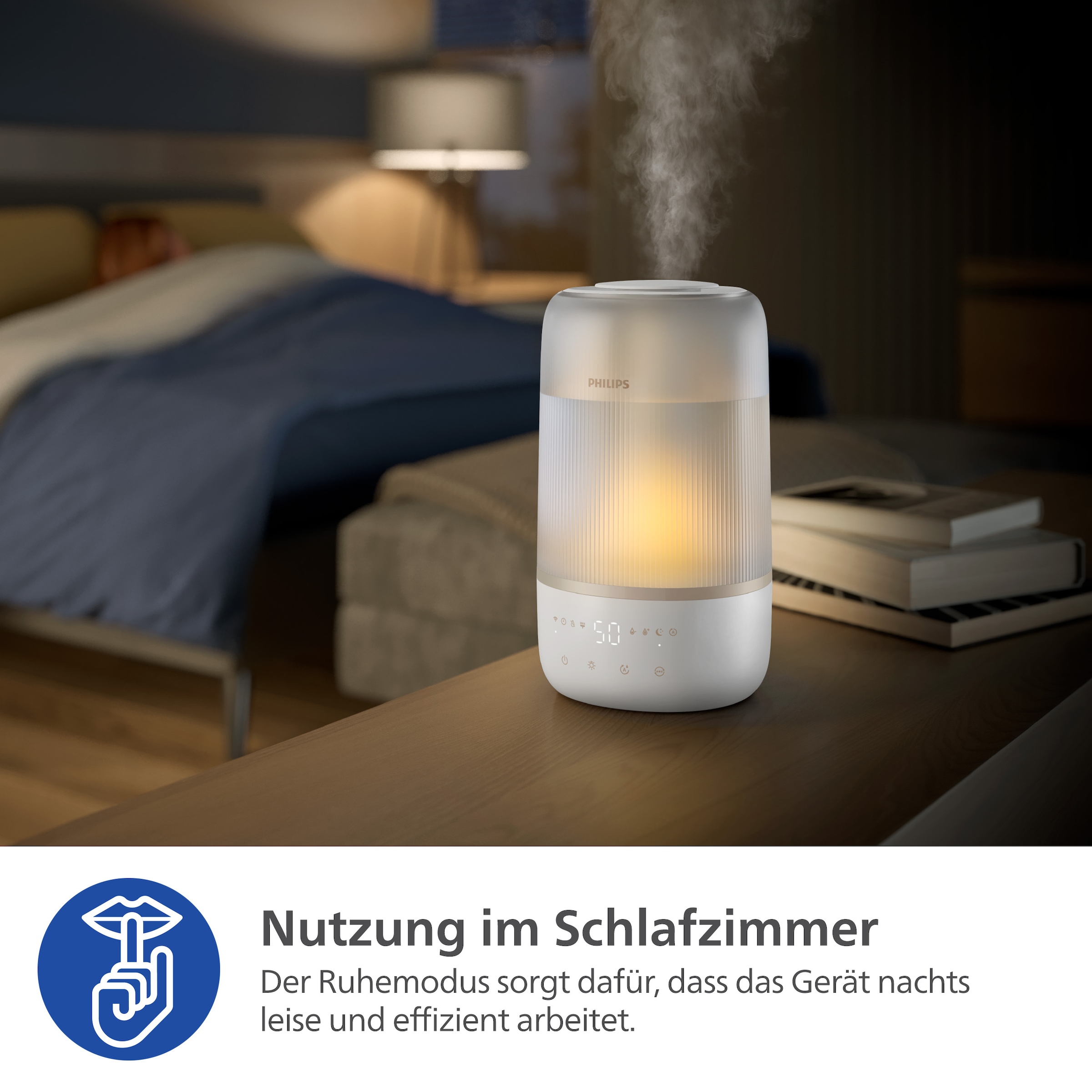 Philips Luftbefeuchter »HU1510 1000 Series, ultraschall«, 3 l Wassertank, für 41 m² Räume, mit Aroma-Diffusor, Stimmungslicht, App verbunden