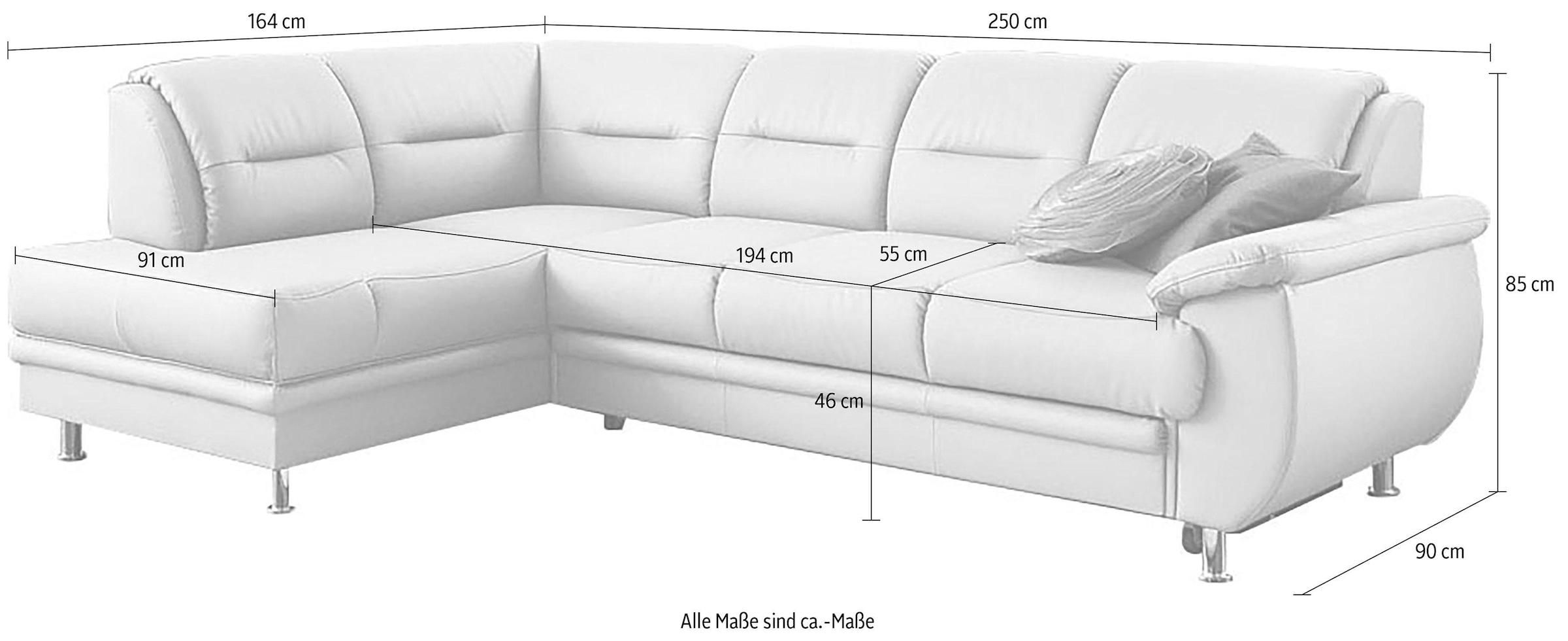 sit&more Ecksofa »Mailand L-Form«, wahlweise mit Bettfunktion