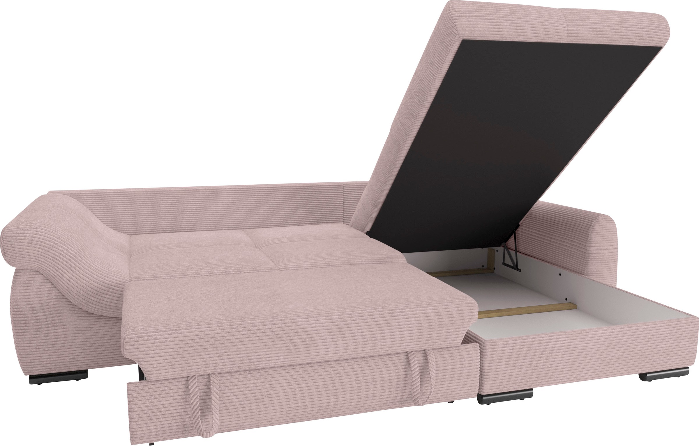 Mr. Couch Ecksofa »Livorno DuraFlex L-Form«, inkl. Hochschläfer-Bettauszug, XL-Bettkasten weiß beschichtet