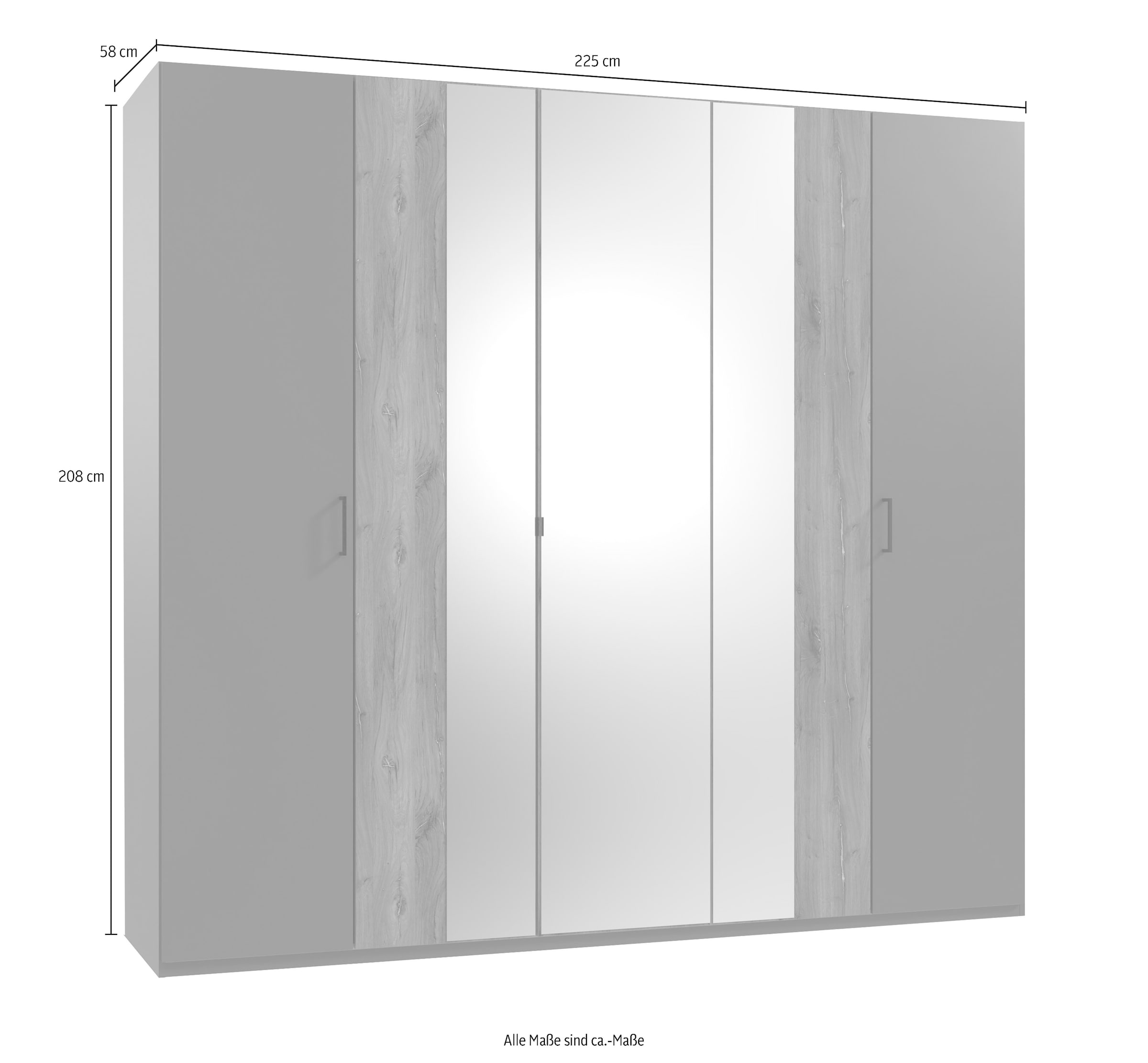 Wimex Drehtürenschrank »Kreta«, mit Spiegeltüren, 225cm breit | BAUR | Drehtürenschränke