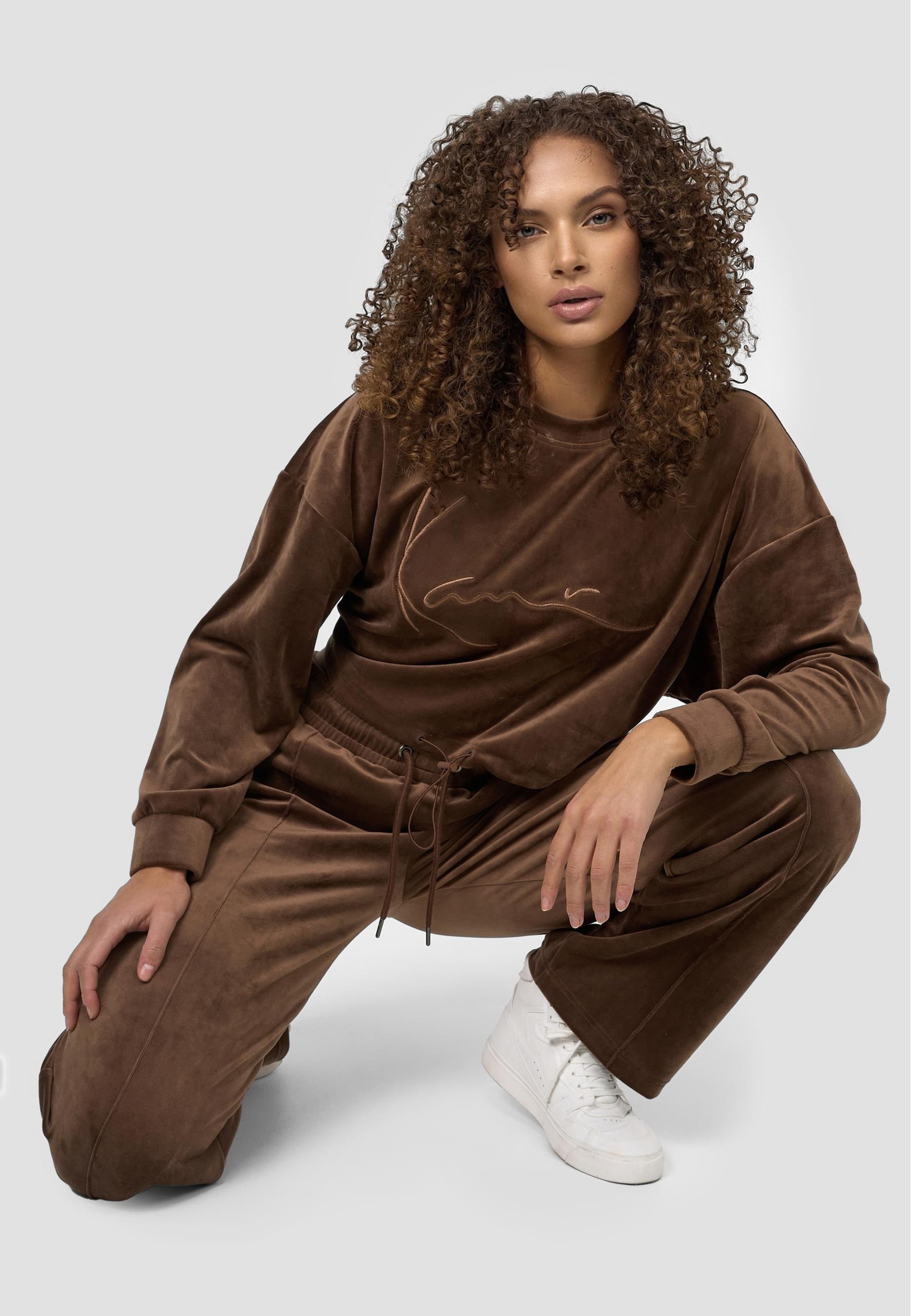 Karl Kani Sweater »Karl Kani Damen KW214-045-1 Signature Velvet Crop Crew brown«, (1 tlg.)