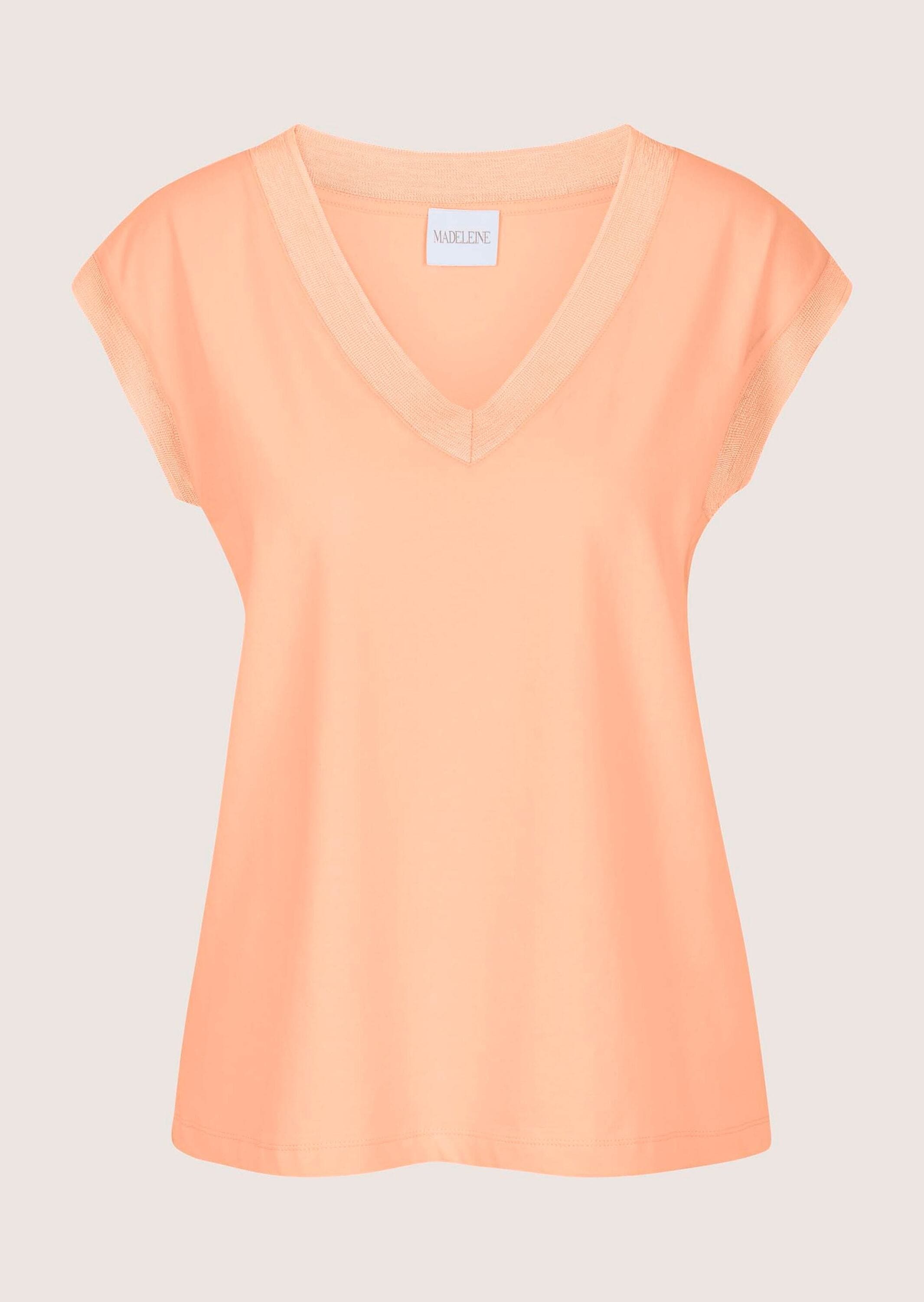 MADELEINE Kurzarmshirt "Jerseyshirt Sommershirt mit Rippenbändern" Breites Rippenband