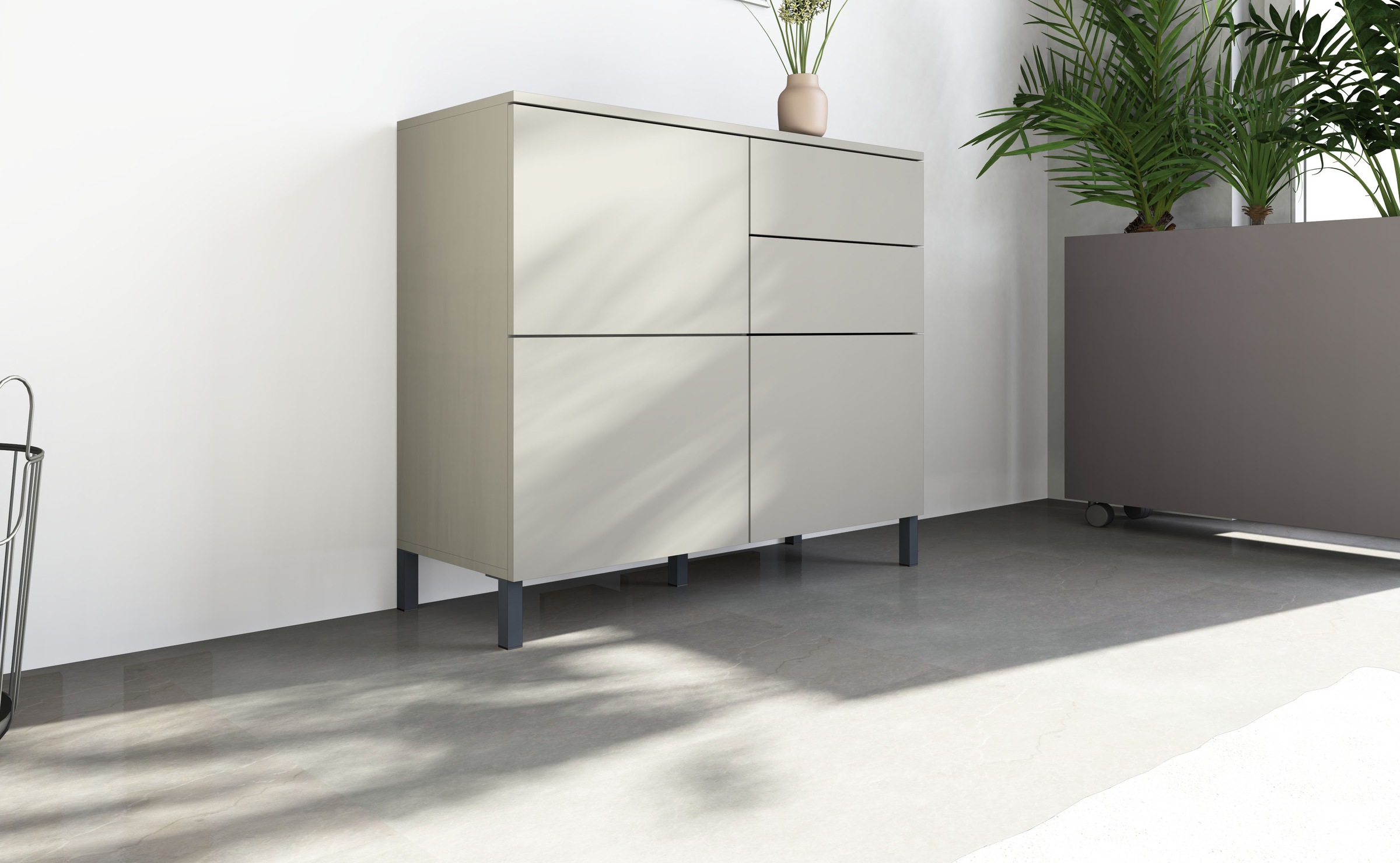 Thumbnail - borchardt Möbel Kommode "Haama, modern, grifflos, Metallfüße, praktisch, 3 Türen" Push-To-Open, verstellbare Einlegeböde...