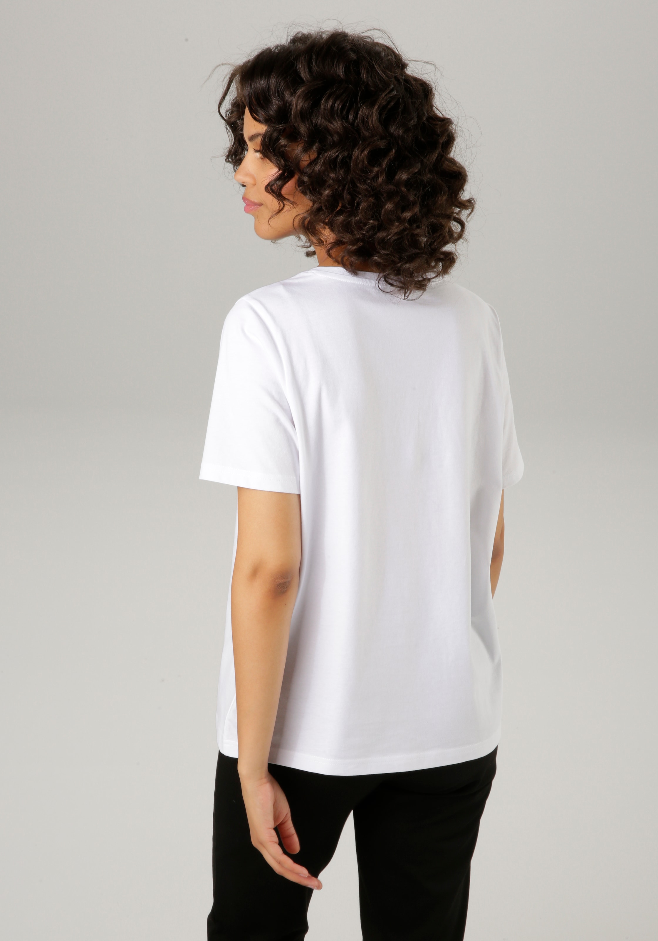 Aniston CASUAL T-Shirt, mit kleinen Zierperlen im Frontdruck