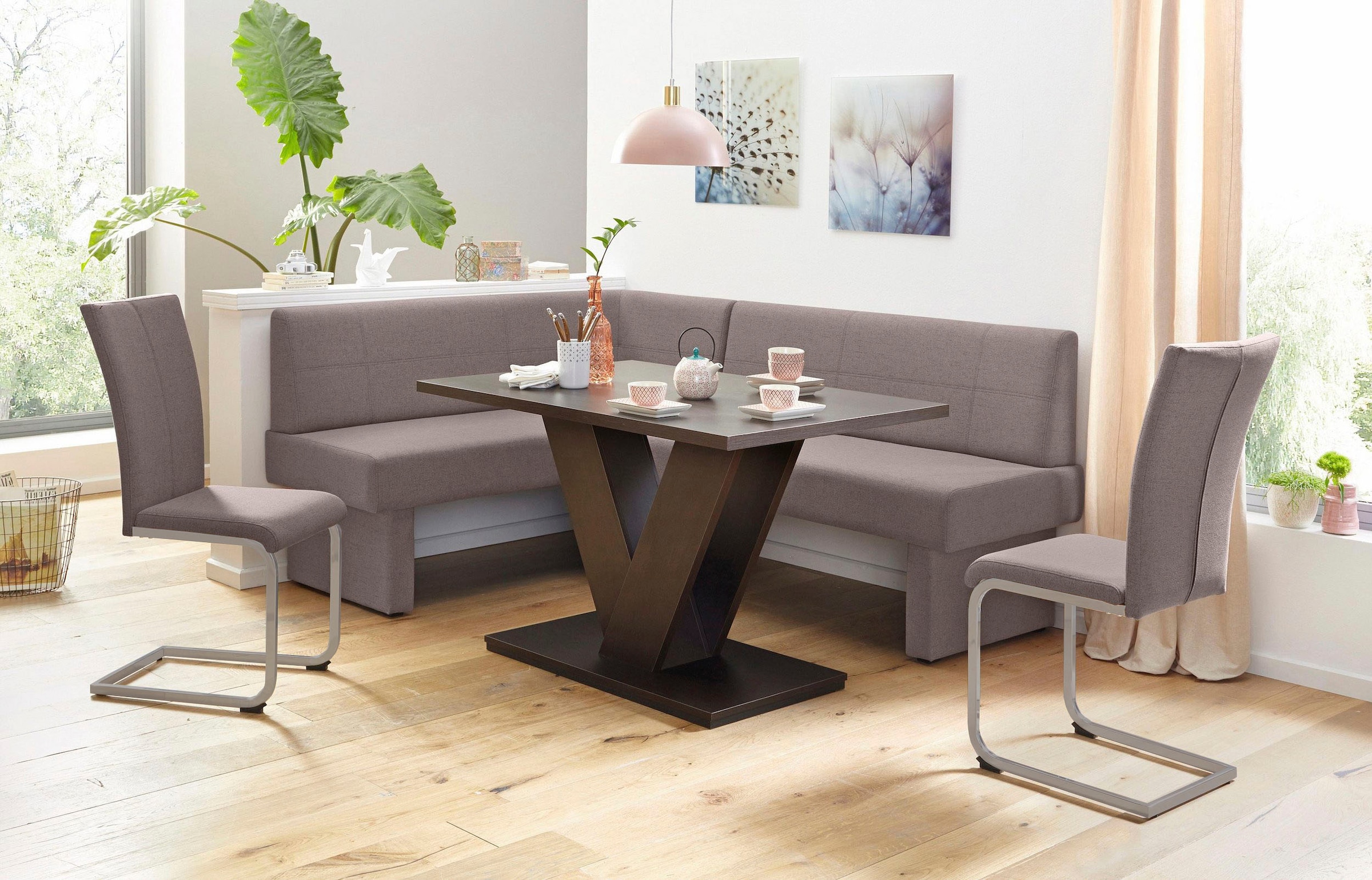 Home affaire Freischwinger »Nils«, (Set), 2 St., Microfaser-Feinstruktur, Stuhl belastbar bis 120 Kg, Gestell Metall im Chrom-Look oder Schwarz
