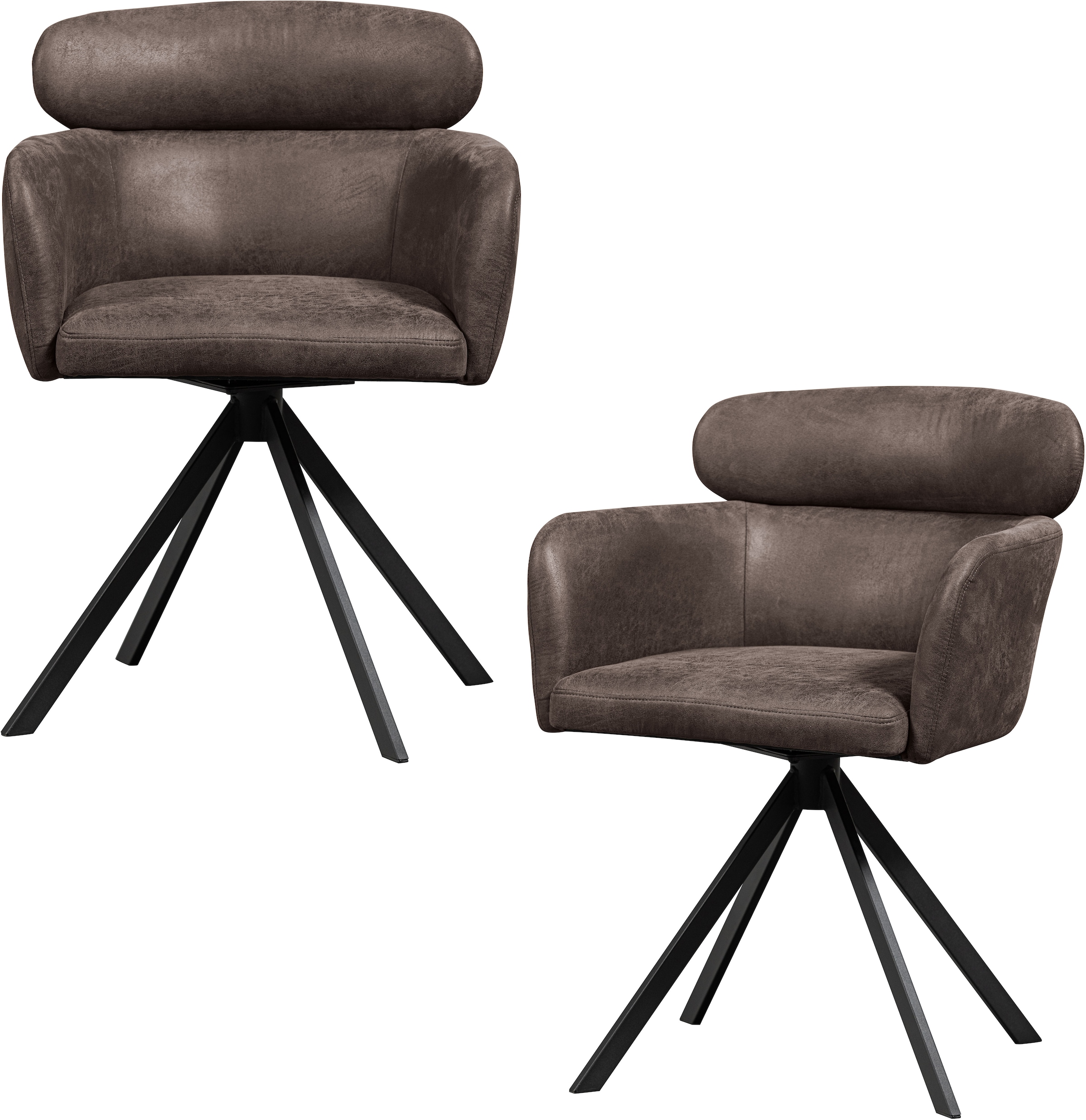 WOOOD Esszimmerstuhl »Fenne aus Kunstleder mit Drehgestell aus Metall H 80 x B 58 cm« (Set) 2 Stk.(Set, 2 St) Hohe Verschleißfestigkeit, Breite 58 cm