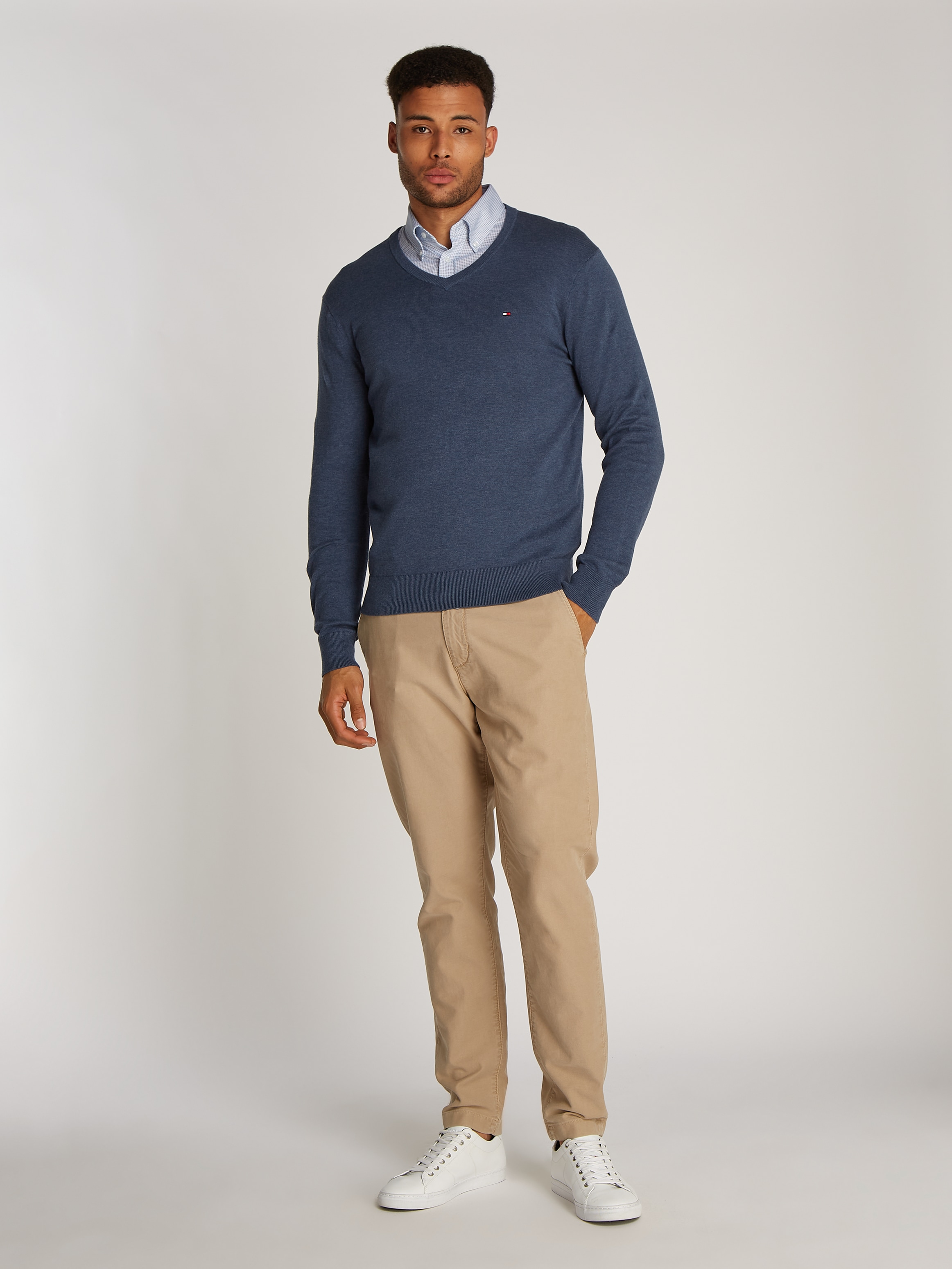 Tommy Hilfiger Strickpullover »ESSENTIAL COTTON V NECK«