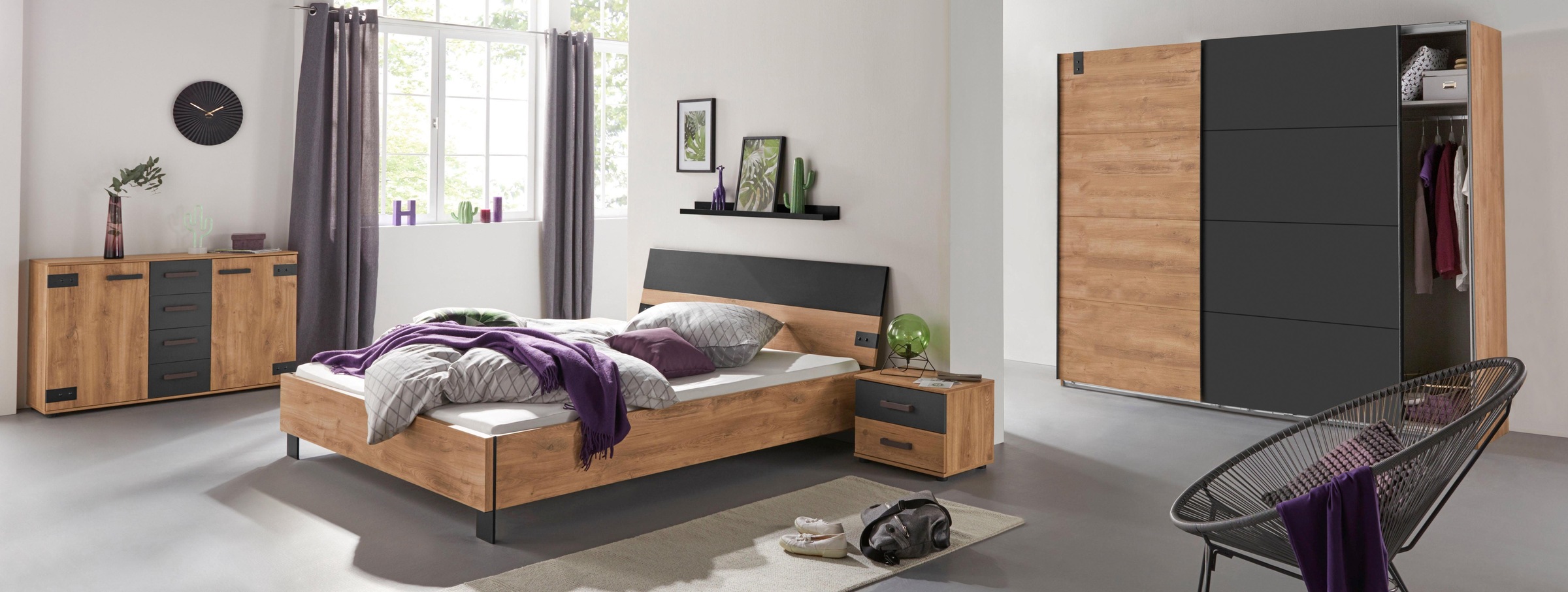 Wimex Schwebetürenschrank »Malmö, Kleiderschrank wahlweise mit oder ohne Spiegel«, Kleiderschrank im Industrial Design, 225 oder 270cm breit