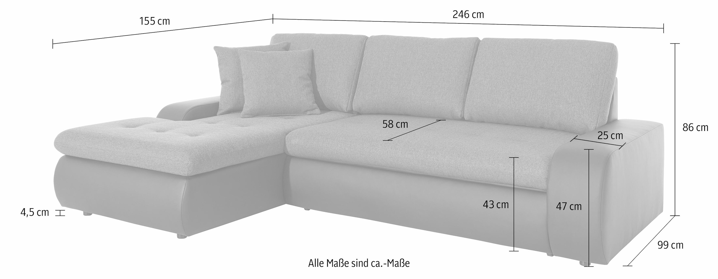 TRENDMANUFAKTUR Ecksofa »Indie, modern und bequem, Materialmix, OTTOs Choice, L-Form«, wahlweise XL oder XXL