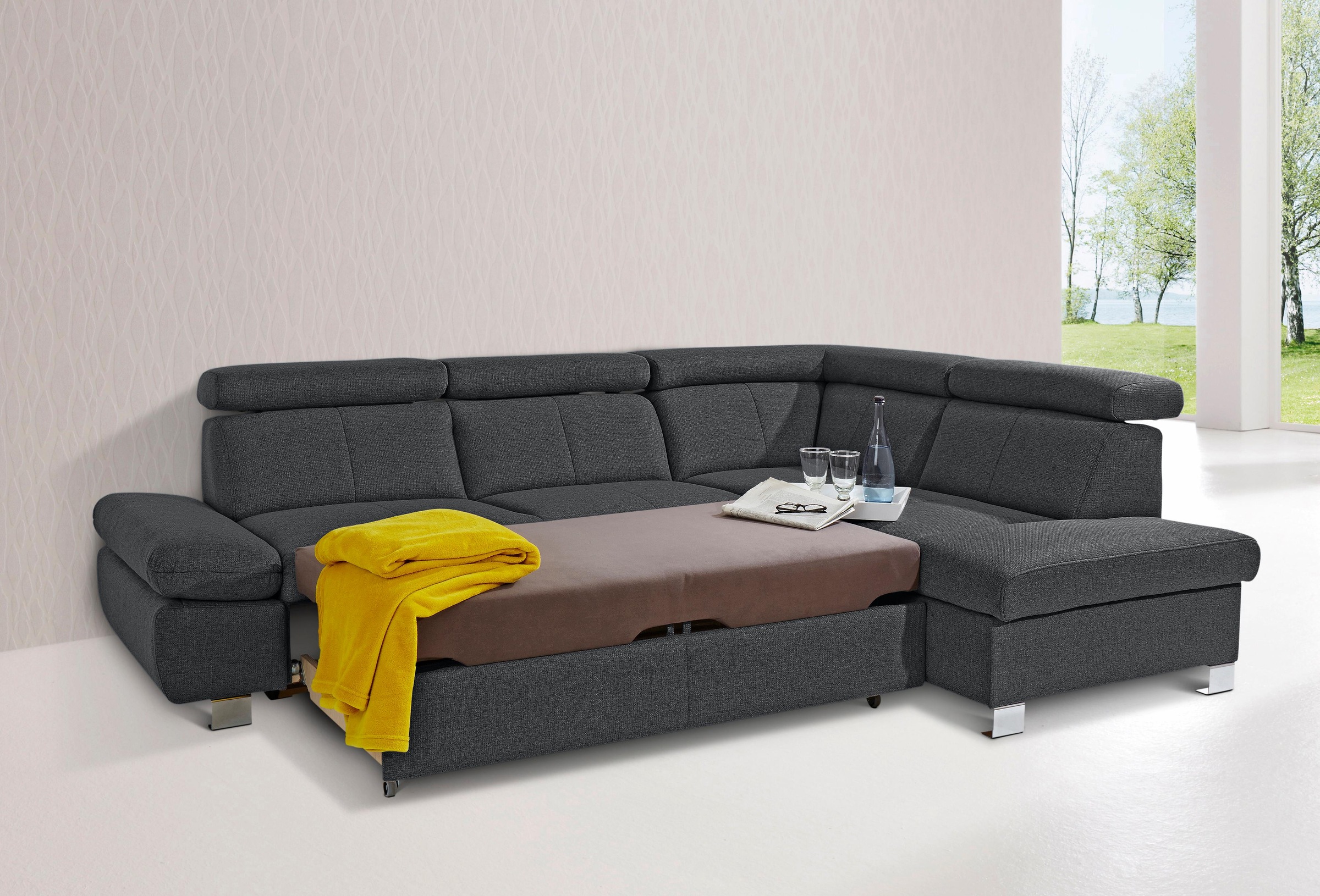 exxpo - sofa fashion Ecksofa "Happy, inkl. Kopf- und Armteilverstellung, L- günstig online kaufen