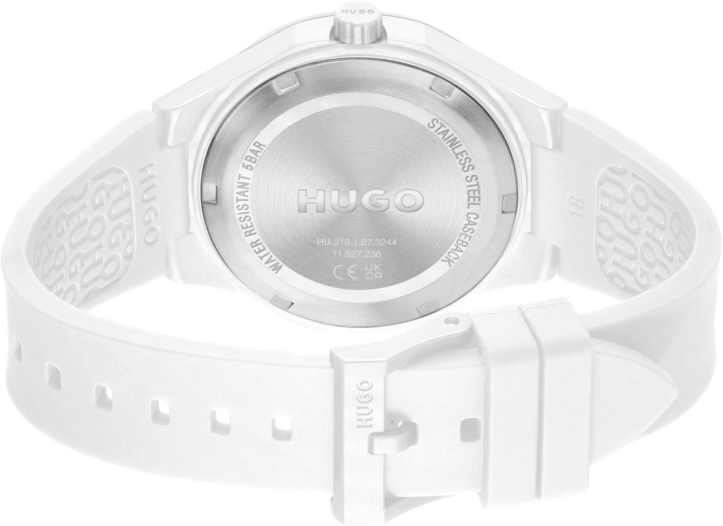 HUGO Quarzuhr »#LIT FOR HIM«, Armbanduhr, Herrenuhr, Mineralglas, Silikonarmband