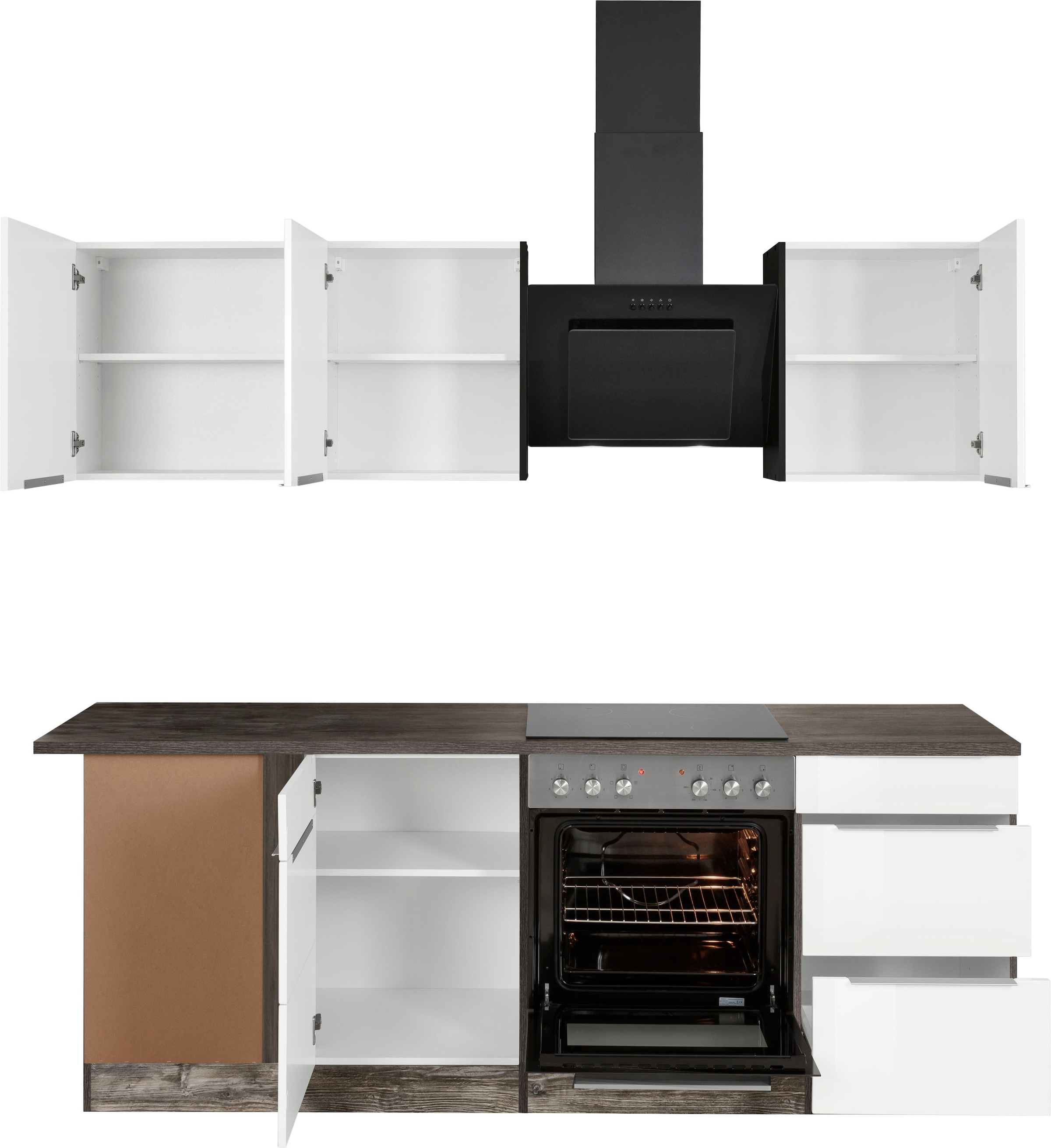 KOCHSTATION Winkelküche »KS-Brindisi«, Stellbreite 220/220 cm, wahlweise mit E-Geräten, mit MDF-Fronten
