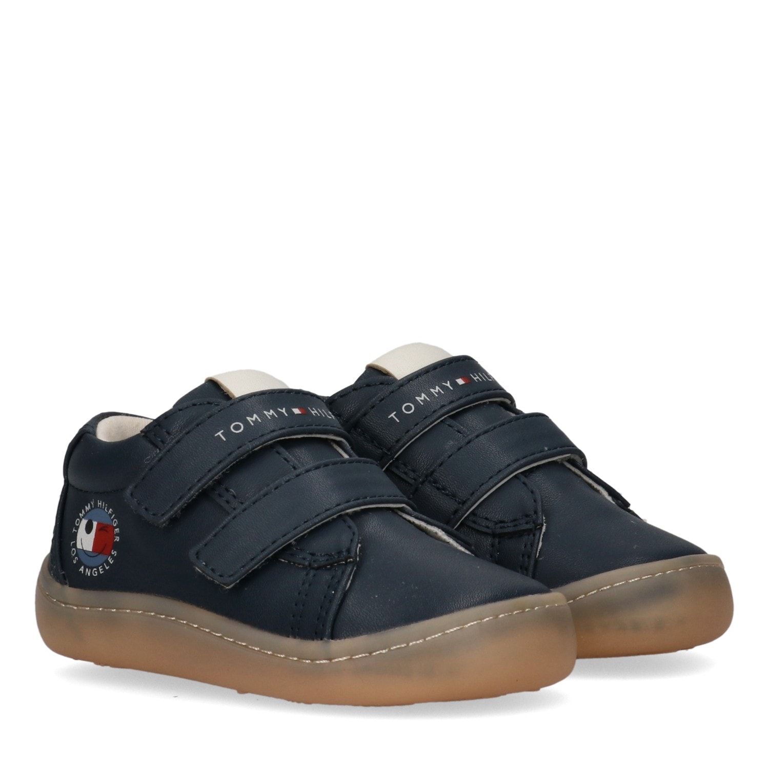 Lauflernschuh TOMMY HILFIGER, Baby, Gr. 25, blau, Synthetik, Schuhe Lauflernschuh, Barfußschuh, Halbschuh, Klettschuh mit Logoschriftzug