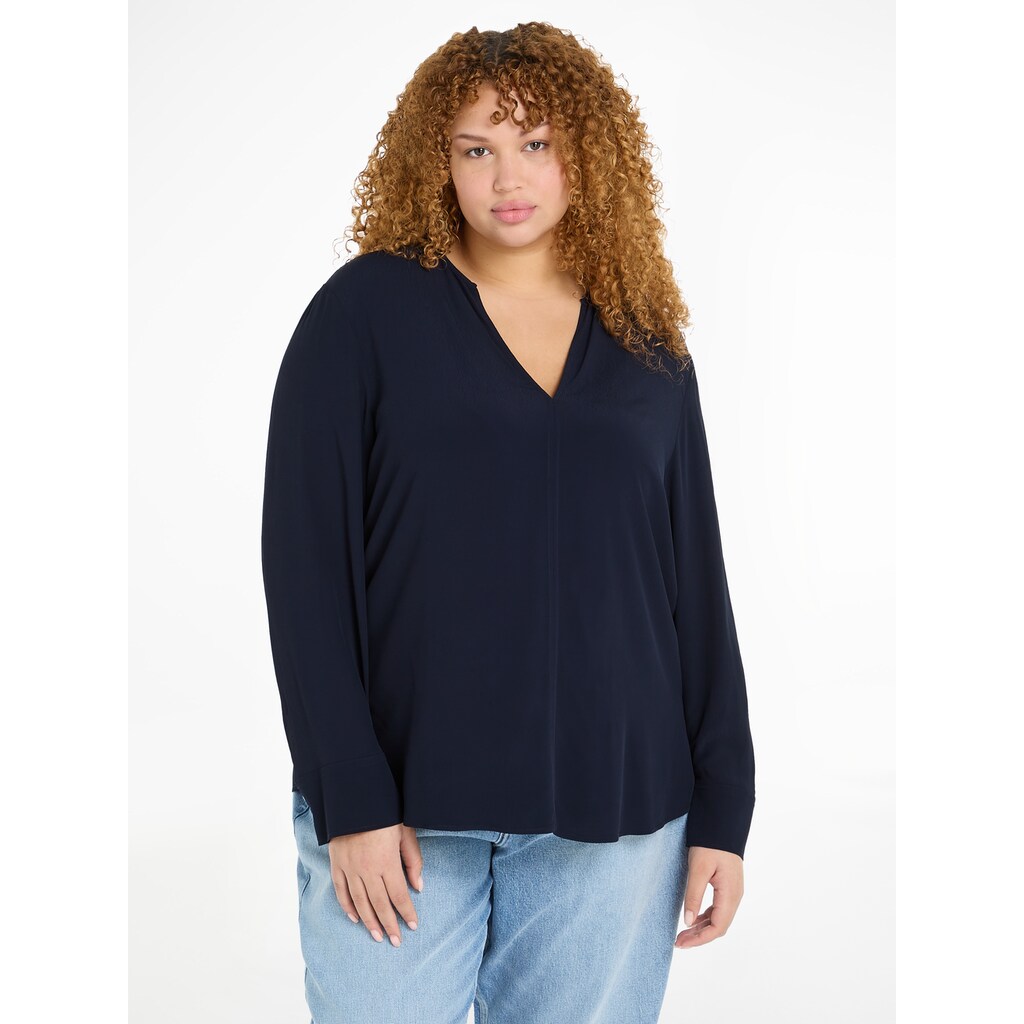 Tommy Hilfiger Curve Klassische Bluse »CRV VISCOSE CREPE V-NECK BLOUSE«