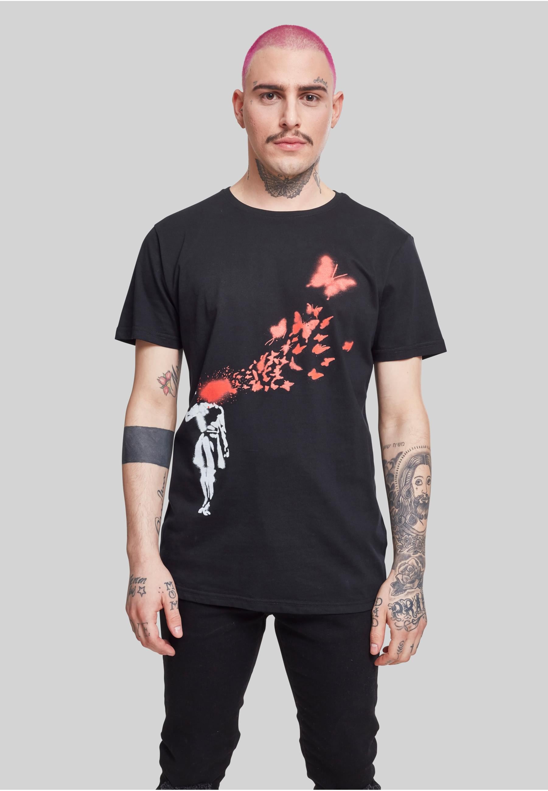 Merchcode T-Shirt »Merchcode Herren Brandalised - Banksy´s Graffiti Butterfly Tee«, (1 tlg.)