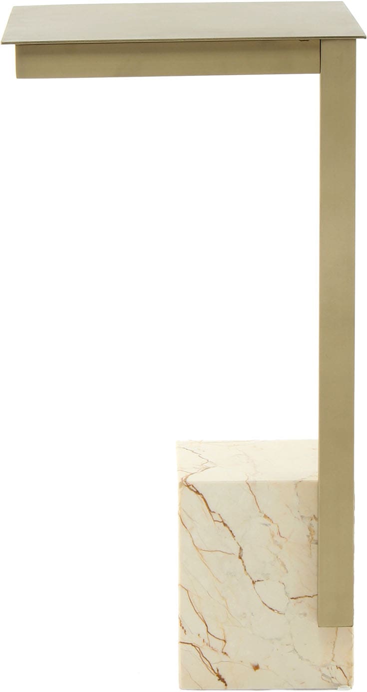 Kayoom Beistelltisch »Oscar 225, Passender Marmorfuß in kantigem Design«, (1 St.), Eckiger Marmorfuß, eckige Ablagefläche und Gestell aus Edelstahl