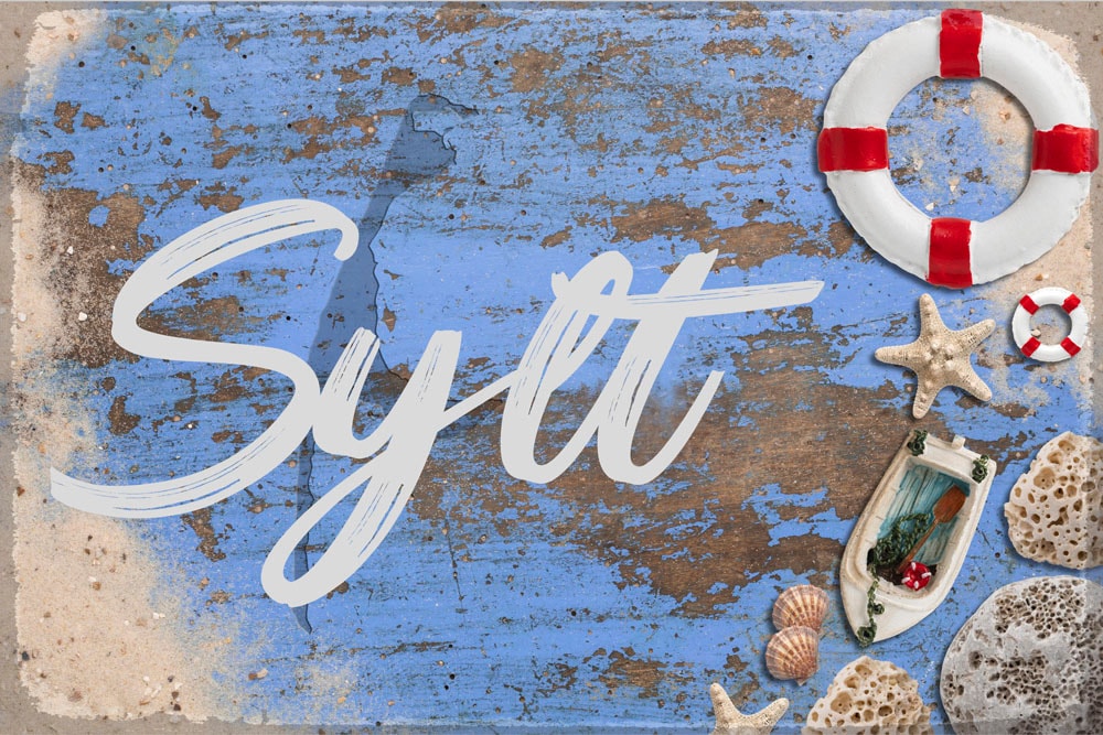queence Metallbild »Sylter Lifestyle«, Schriftzüge-Schriftzug-Meer-Strand, (1 St.), Stahlschilder