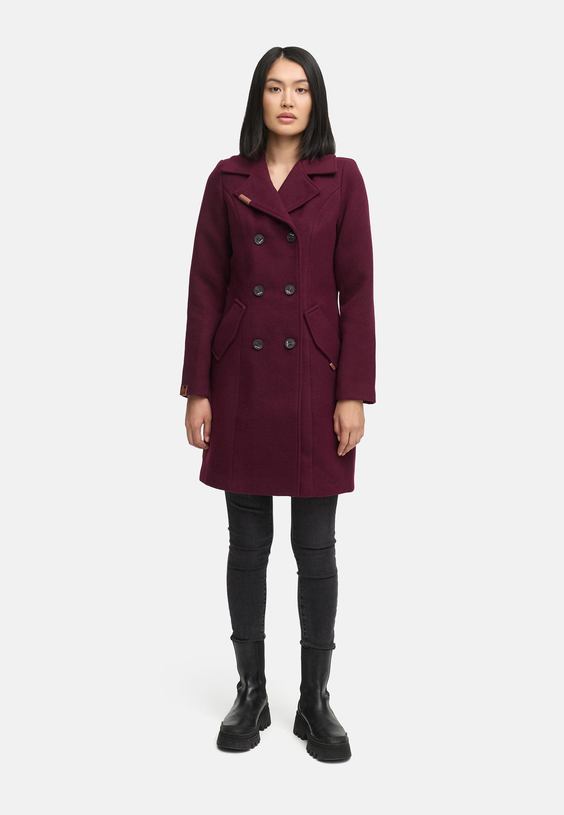 Marikoo Wollmantel »Nanakoo«, edler Damen Trenchcoat in Woll-Optik
