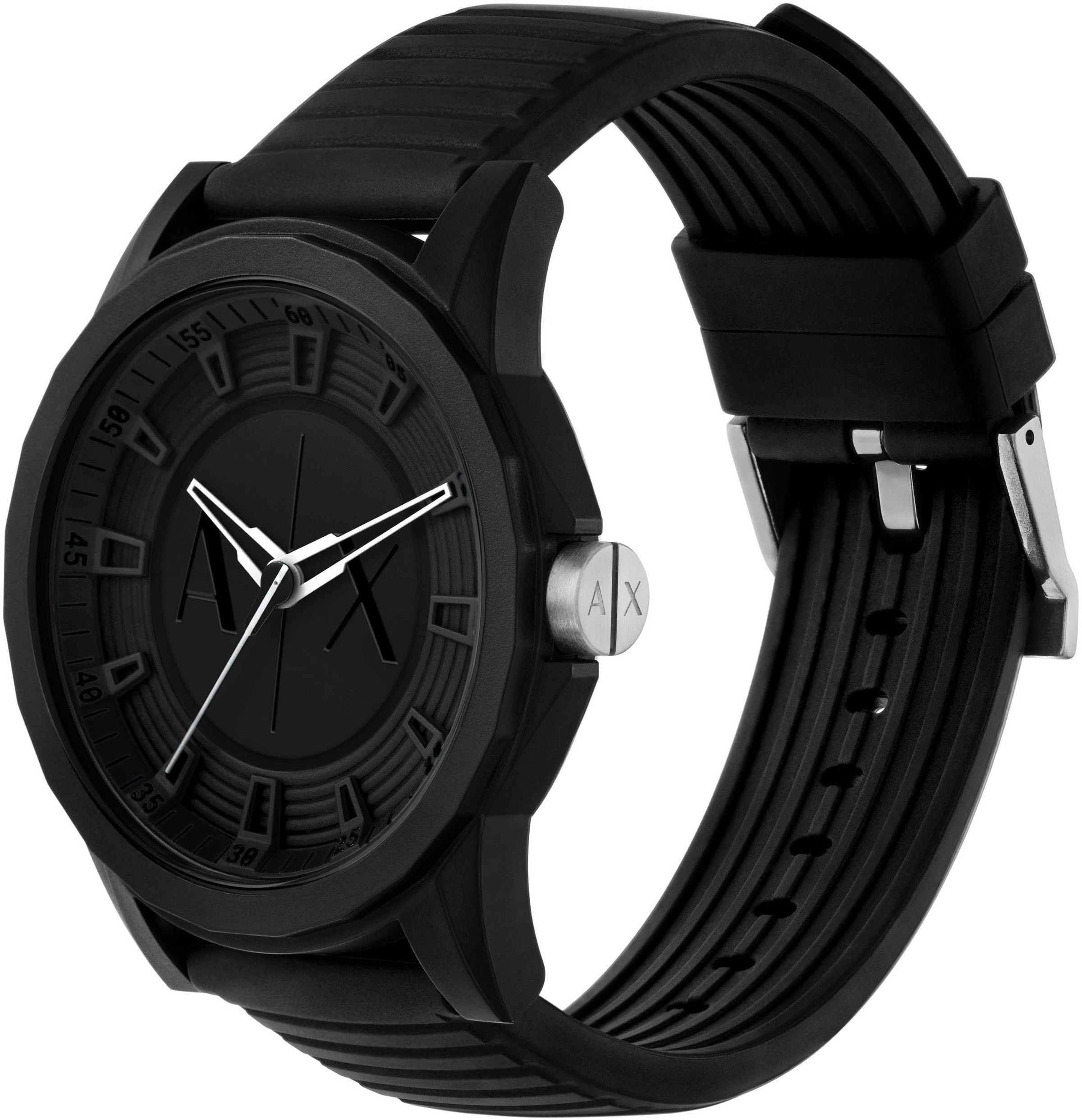 ARMANI EXCHANGE Quarzuhr, (Set, 2 tlg., mit Armband), Armbanduhr, Herrenuhr, ideal als Geschenk, analog, Silikonarmband