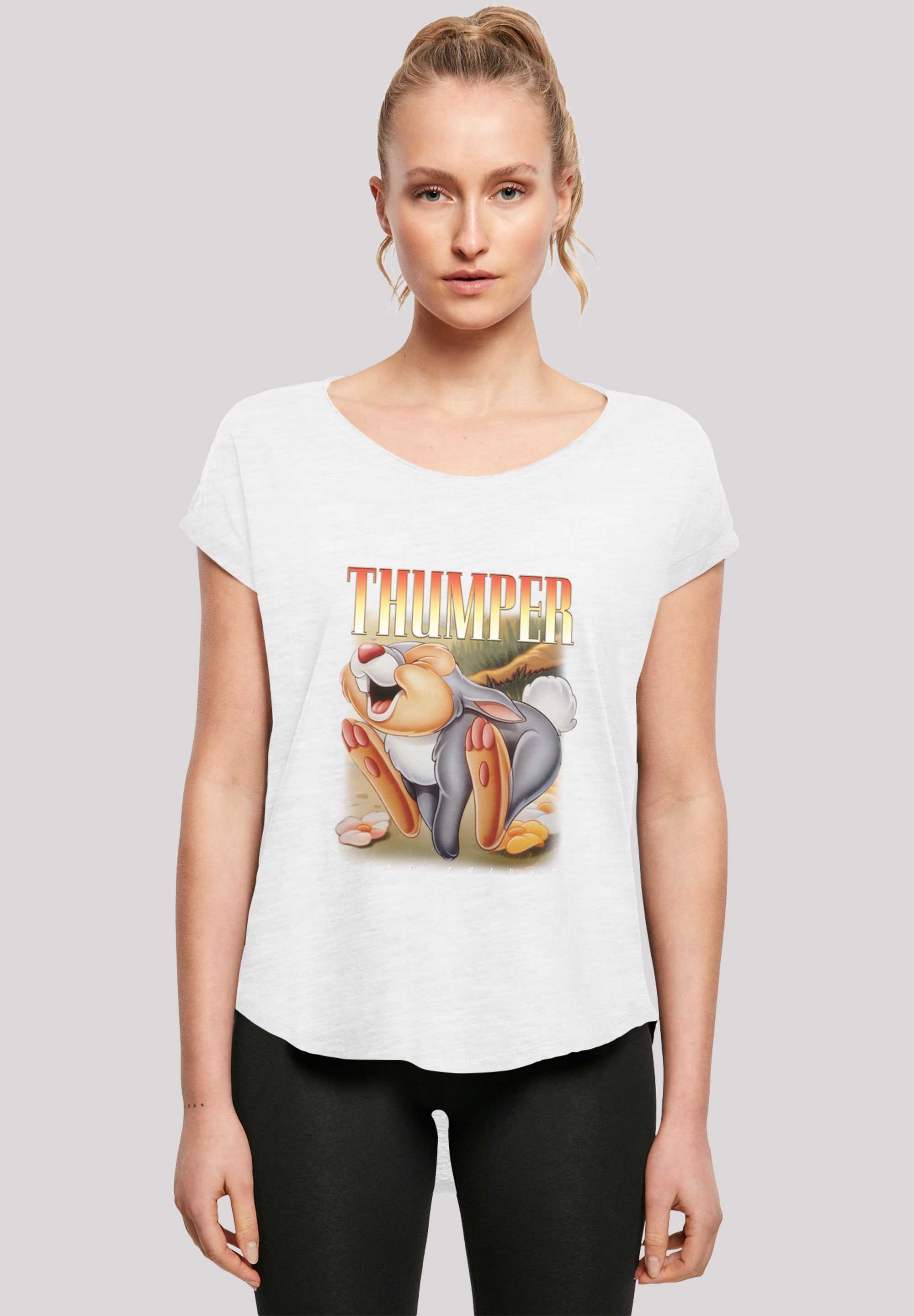 F4NT4STIC T-Shirt »Long Cut T-Shirt Disney Bambi Klopfer«, Damen,Premium Merch,Lang,Longshirt,Bedruckt