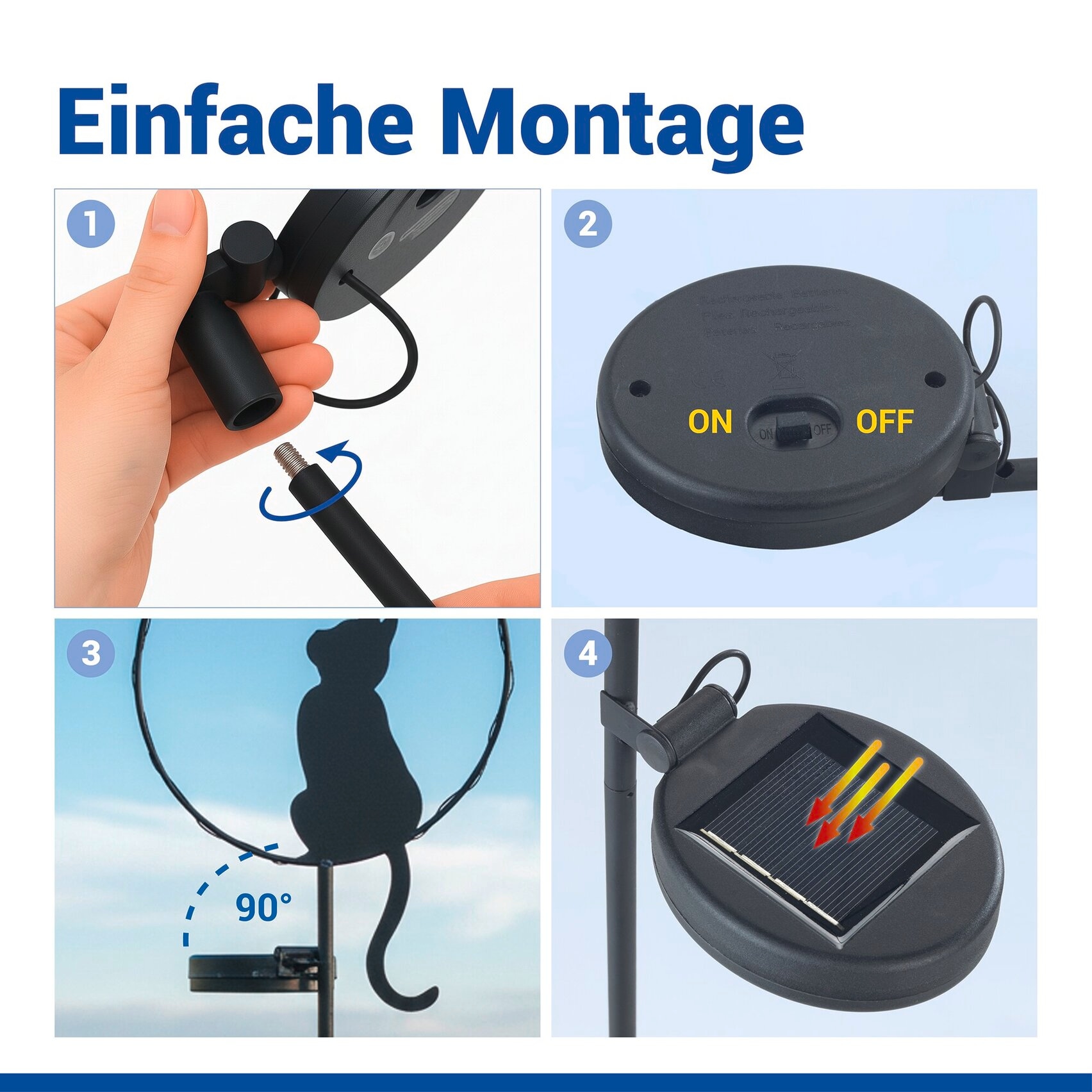 Maximex LED Gartenleuchte »Modell Katze und Schmetterling« Warmweiß solarbetriebener Gartenstecker, leuchtet bis zu 8 Stunden