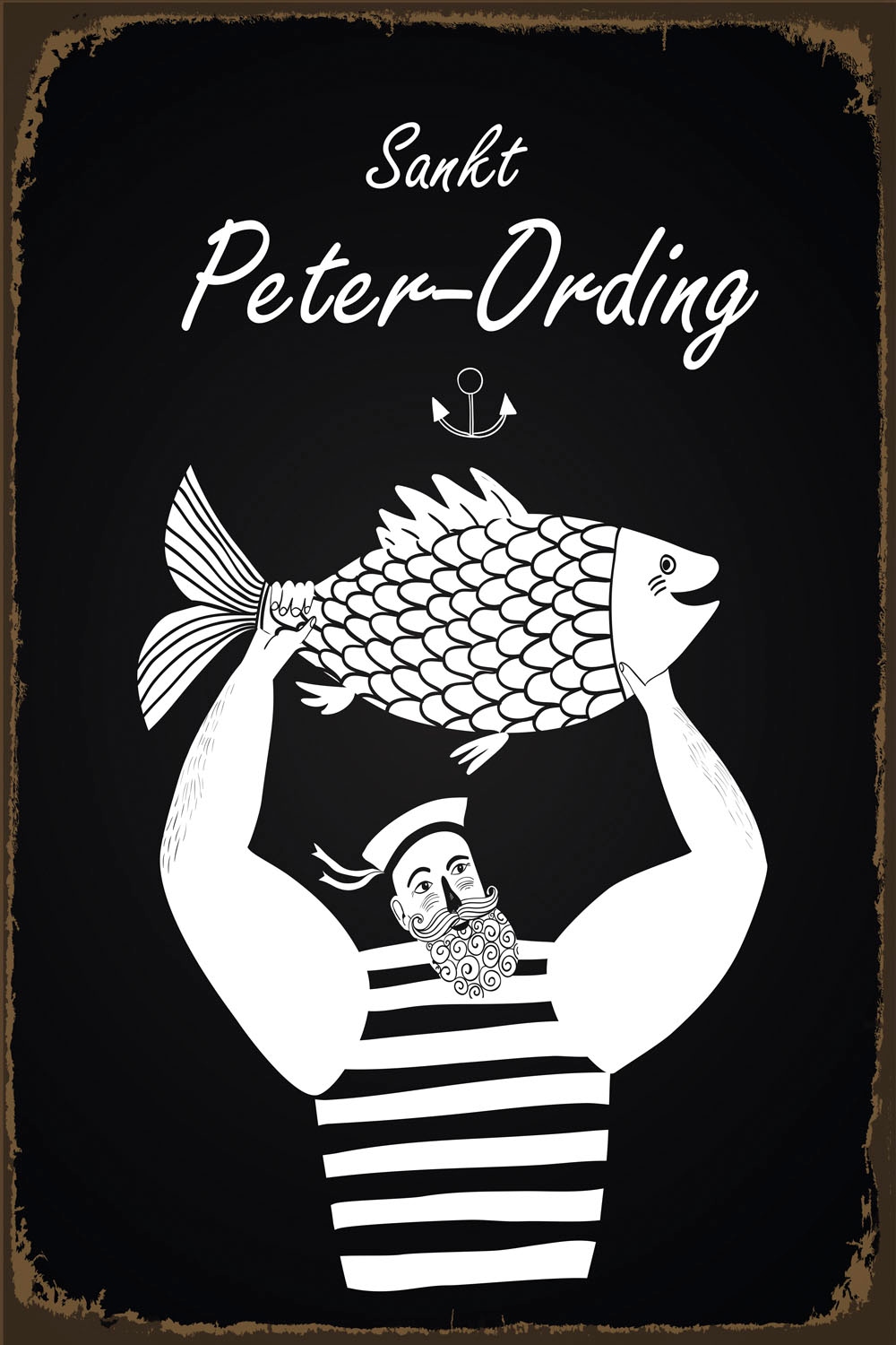 queence Metallbild »Sankt Peter-Ording«, Schriftzüge-Schriftzug-Schwarz-Weiß, (1 St.), Stahlschilder