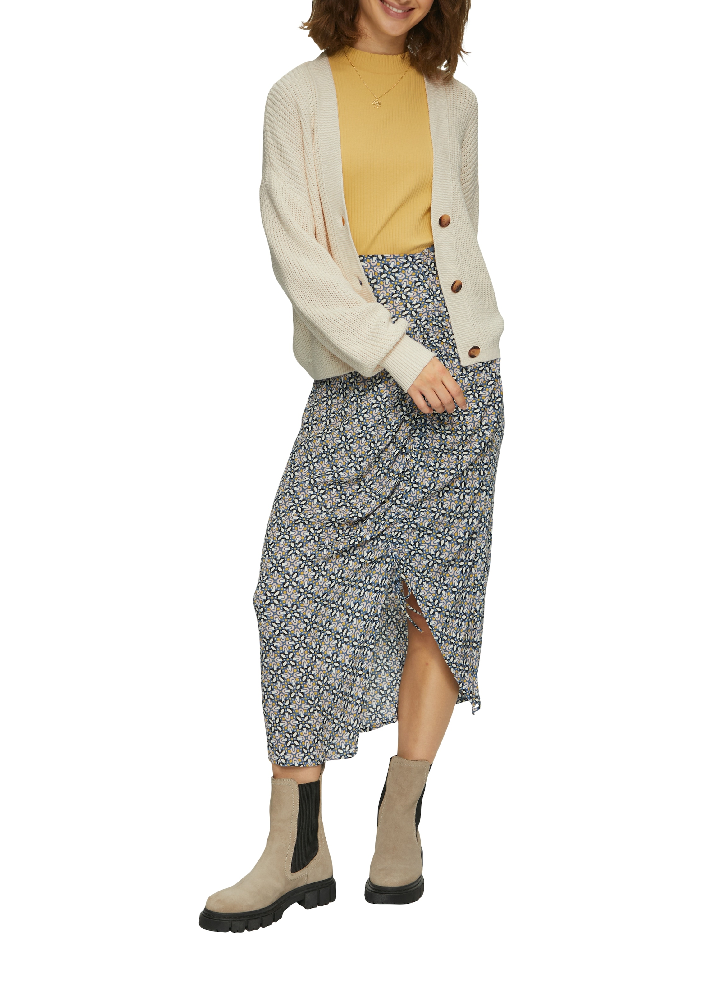QS Strickjacke, mit Rippbündchen