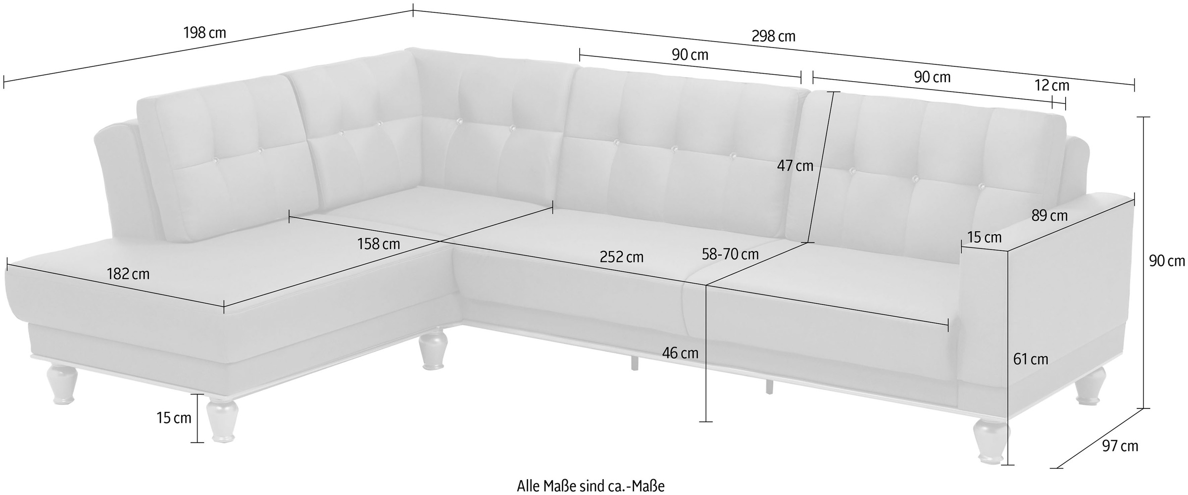 sit&more Ecksofa »Orient 5 L-Form«, mit Strass-Stein, wahlweise mit Bettfunktion und Bettkasten