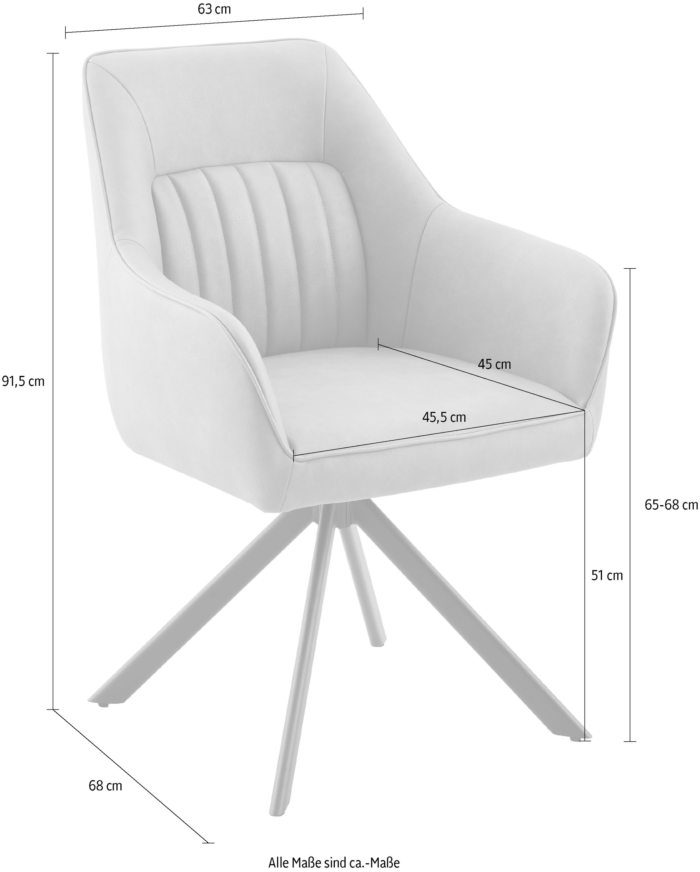 HELA Armlehnstuhl »POLINA« (Set) 2 Stk.4-Fuß, 360° drehbar, Ovalrohrgestell, Armlehnen, Lederoptik