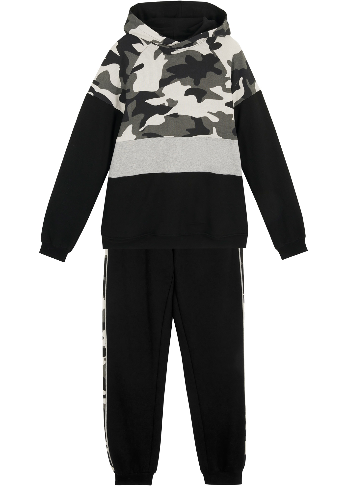 bonprix Langarmshirt & Hose »Sweatshirt & Jogginghose« Set, 2,  mit Camouflage-Print, mit kontrastfarbenen Bereichen