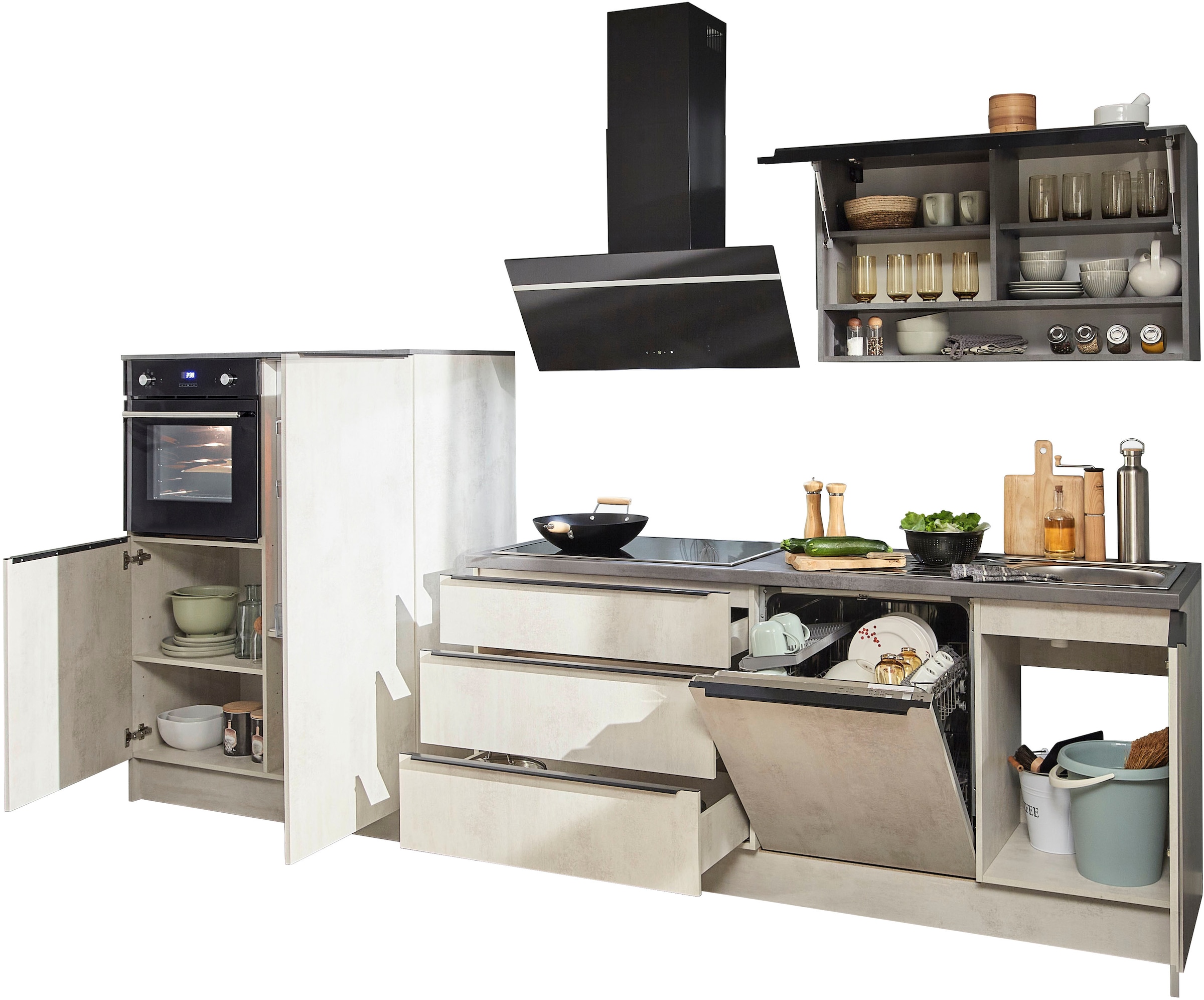 BASIC by Balculina Küchenzeile »Boston«, Breite 200 + 123 cm, wahlweise mit E-Geräten