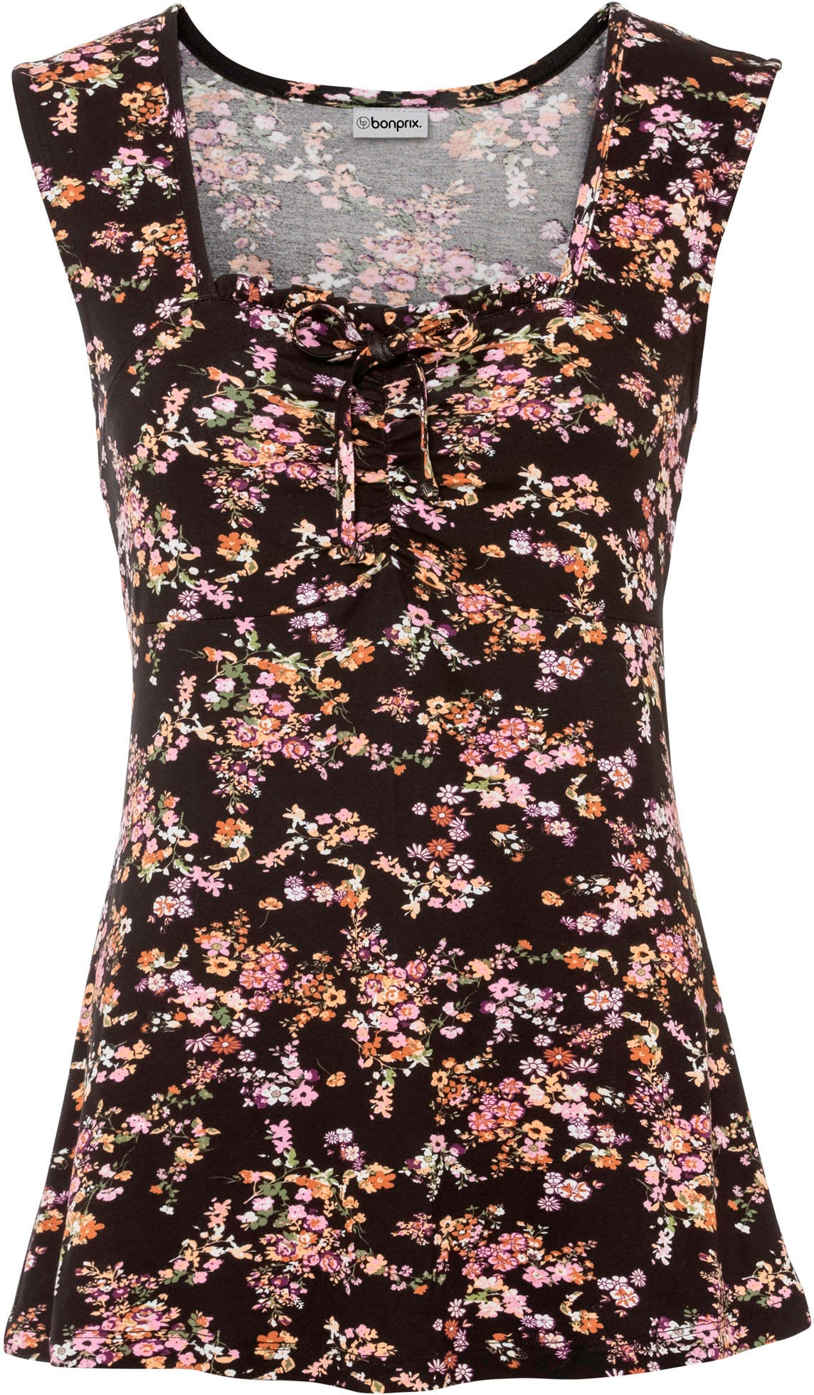 bonprix Shirttop »Top aus Viskose-Mix« ärmellos, figurbetont, feminin, eckiger Ausschnitt mit Deko-Schleife