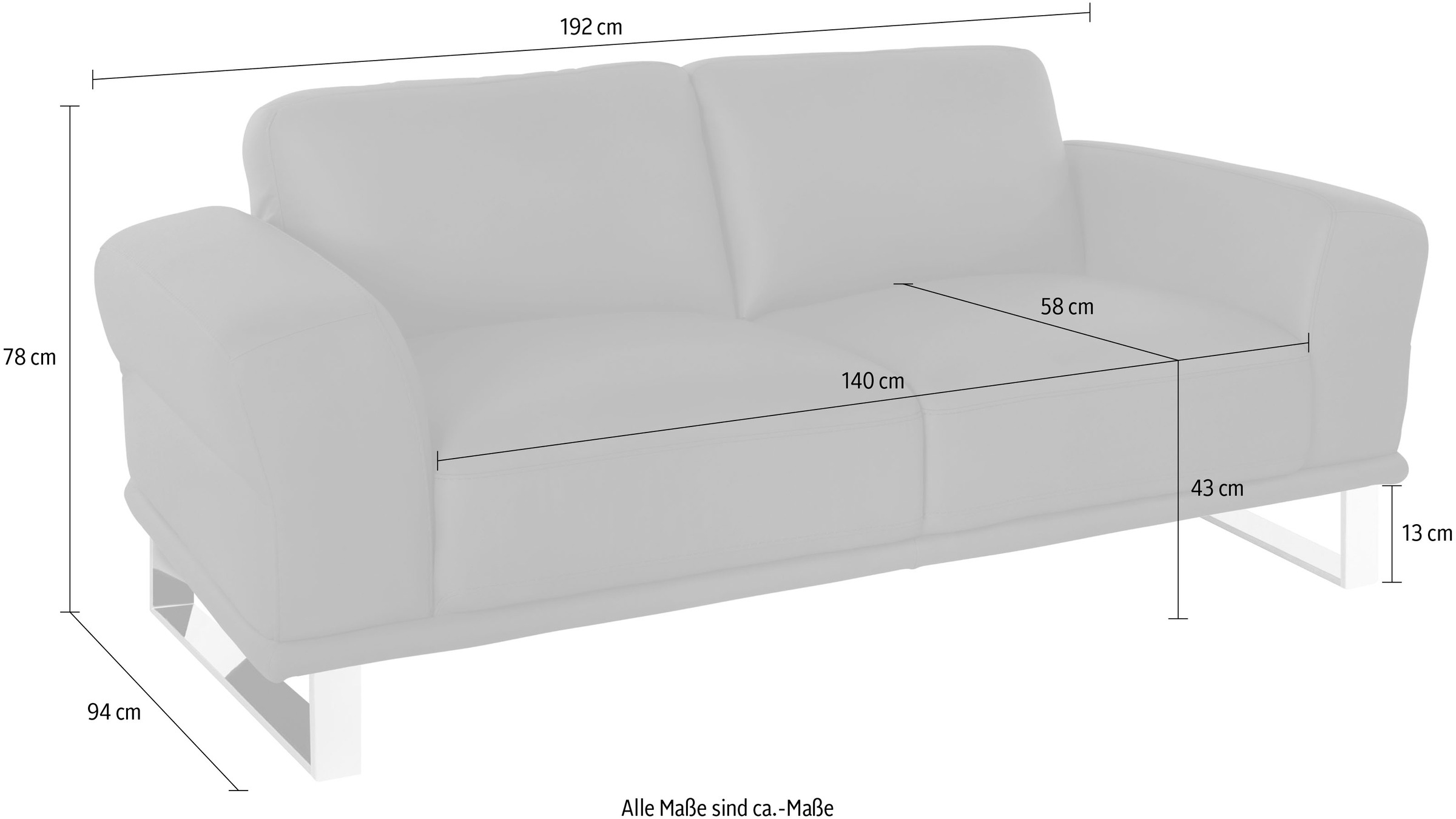 W.SCHILLIG 2-Sitzer »montanaa«, mit Metallkufen in Chrom glänzend, Breite 192 cm