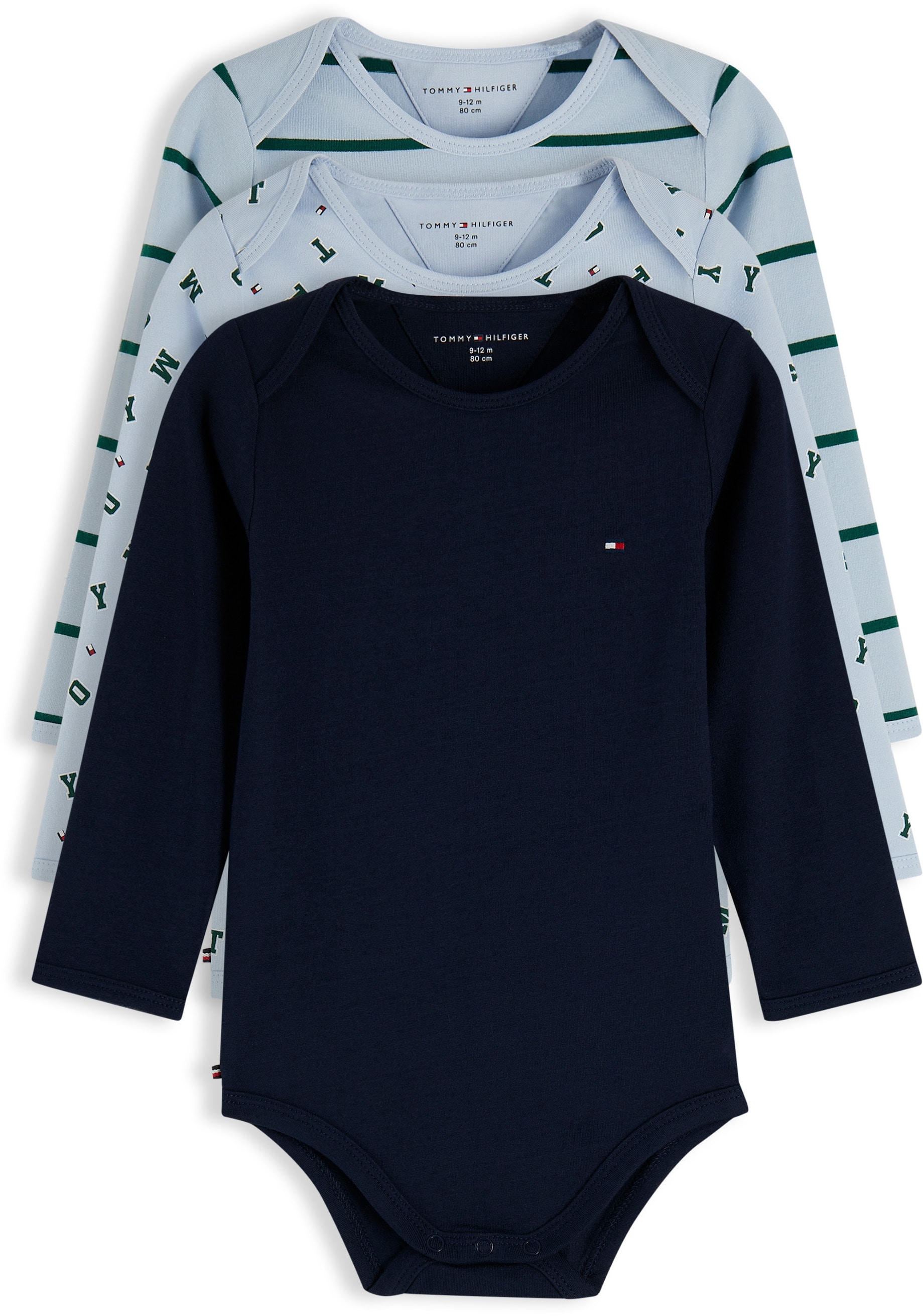 Tommy Hilfiger Langarmbody "3 PACK COMBI BODYSUIT LS" Packung, 3 Regular Fit, weiche Baumwollmischung, für Babys