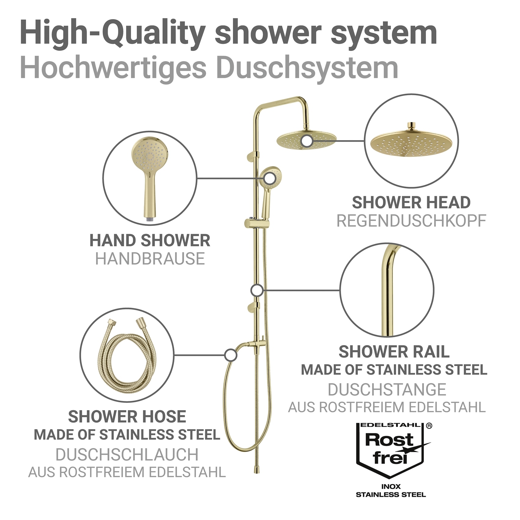 WENKO Duschsystem »Young Line« Komplett-Set, 7 Stk. tlg.