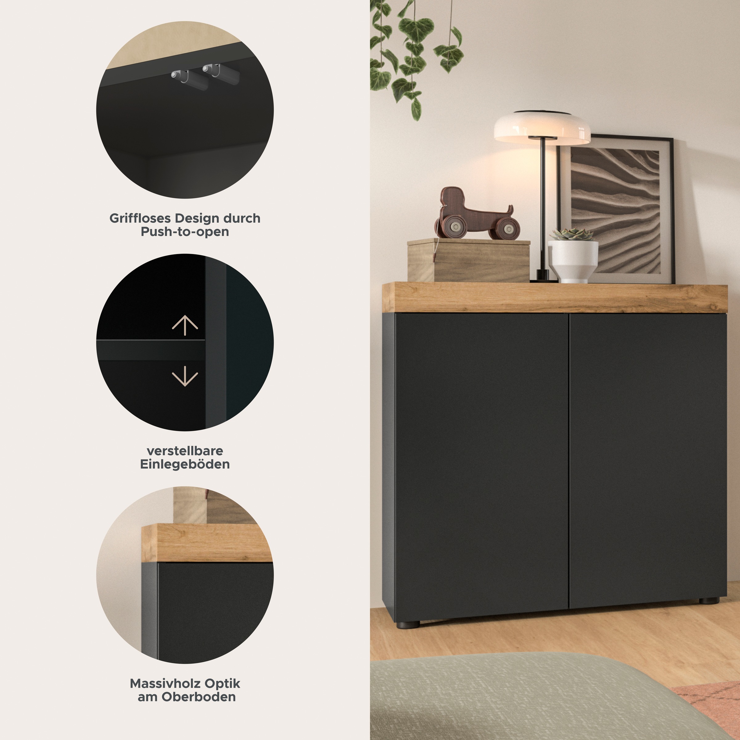 OTTO home Kommode »MAMBO, TOPSELLER!, Breite 77 cm, 2 Türen, 2 Einlegeböden« 1 Stk. tlg. Kommode, Anrichte, Wohnzimmer, Schlafzimmer