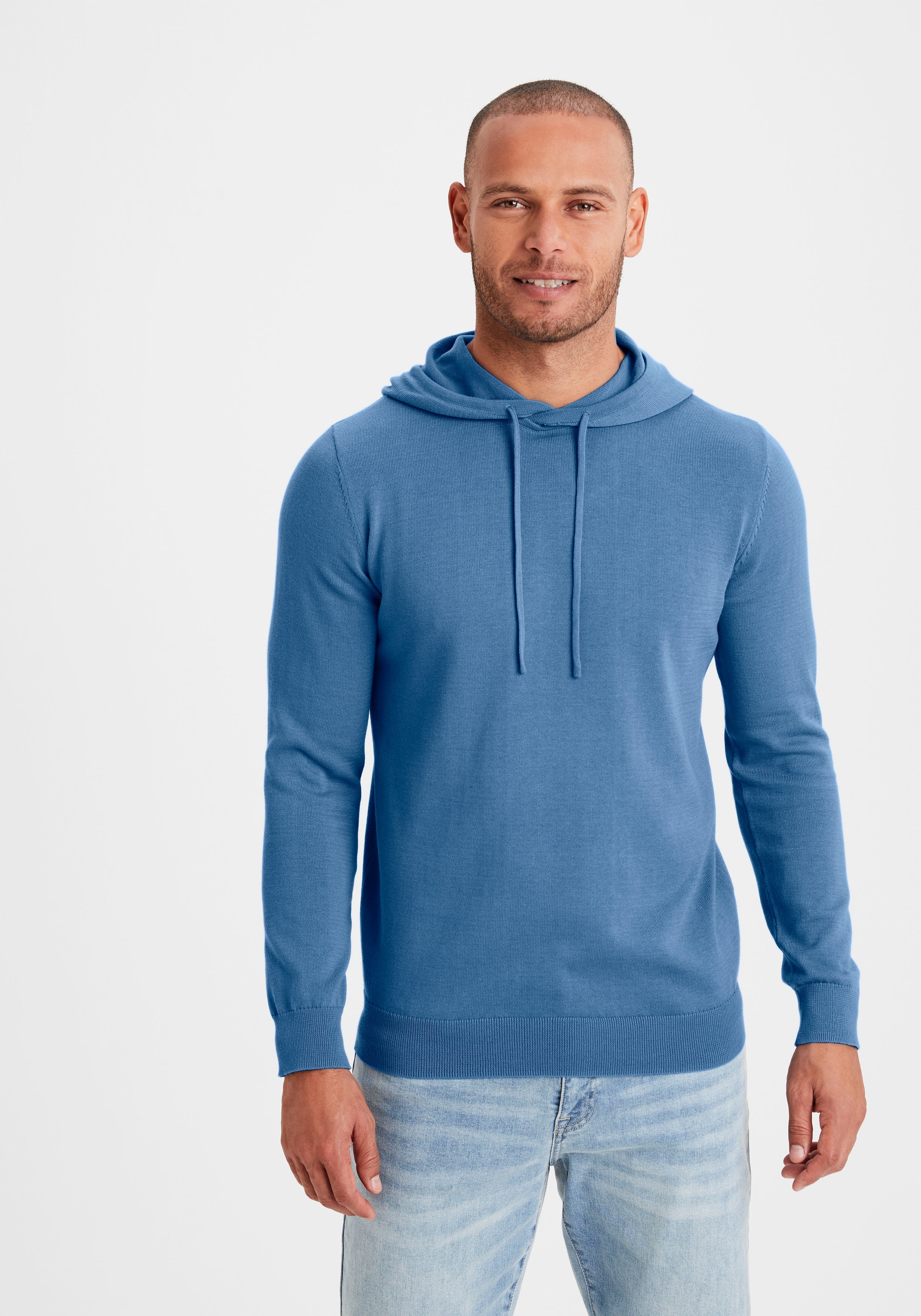 Thumbnail - H.I.S Hoodie ", Strickpullover mit Kapuze", Feinstrick aus pflegeleichter Baumwollmischung