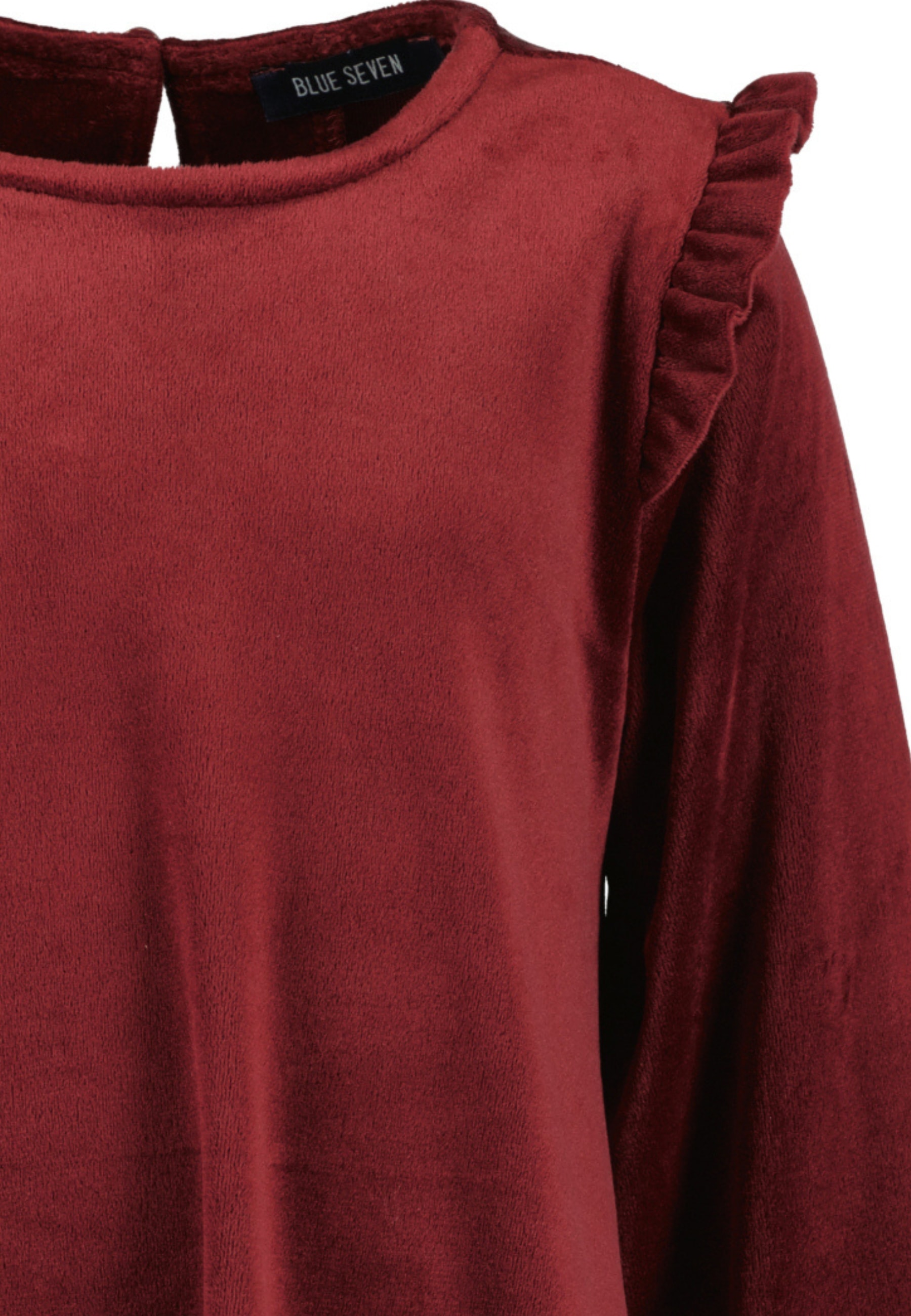 Blue Seven Sweatkleid, in samtiger Optik und mit süßen Rüschen