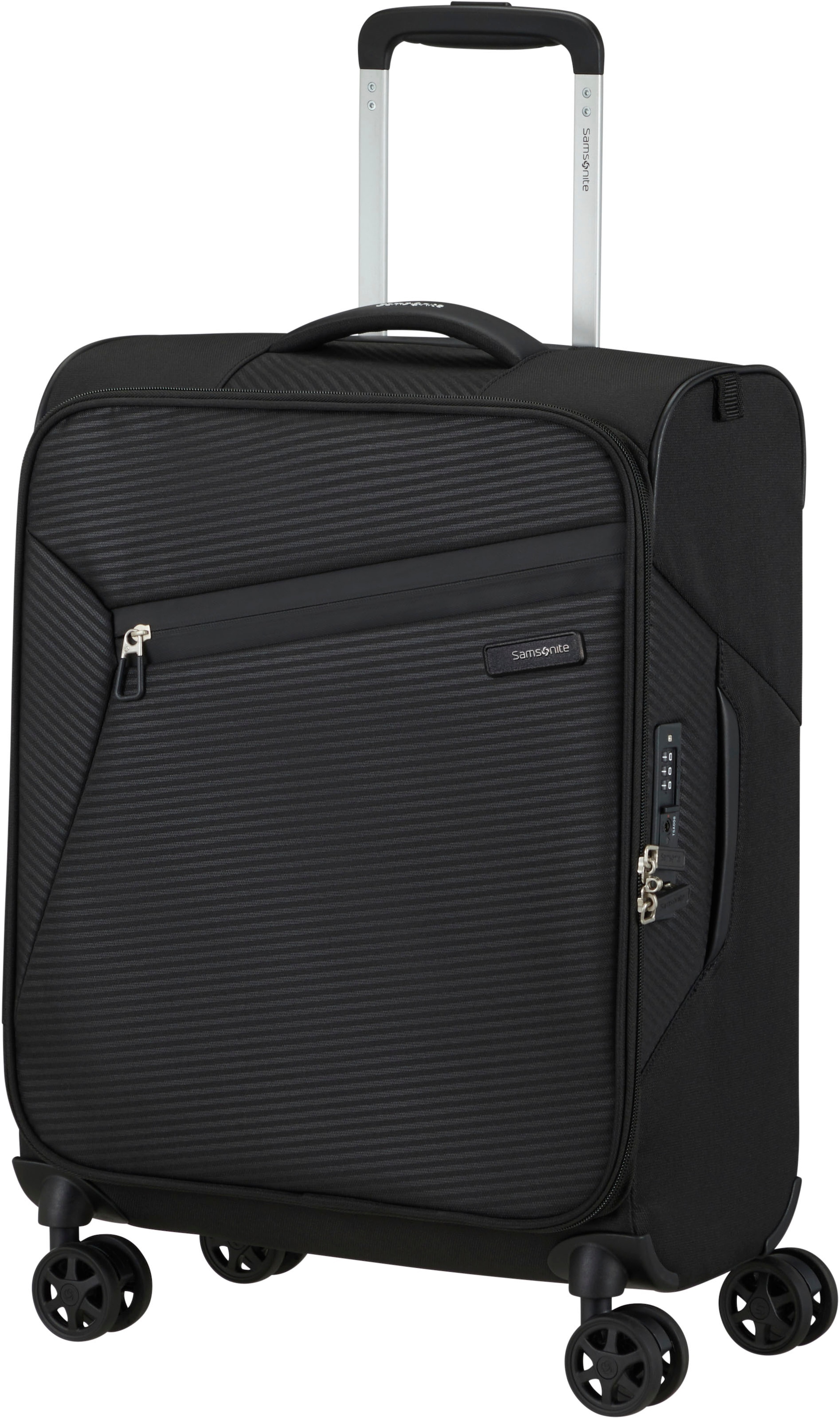 Samsonite Weichgepäck-Trolley »Litebeam, black, 55 cm«, 4 Rollen, Handgepäck Reisekoffer Trolley TSA-Zahlenschloss