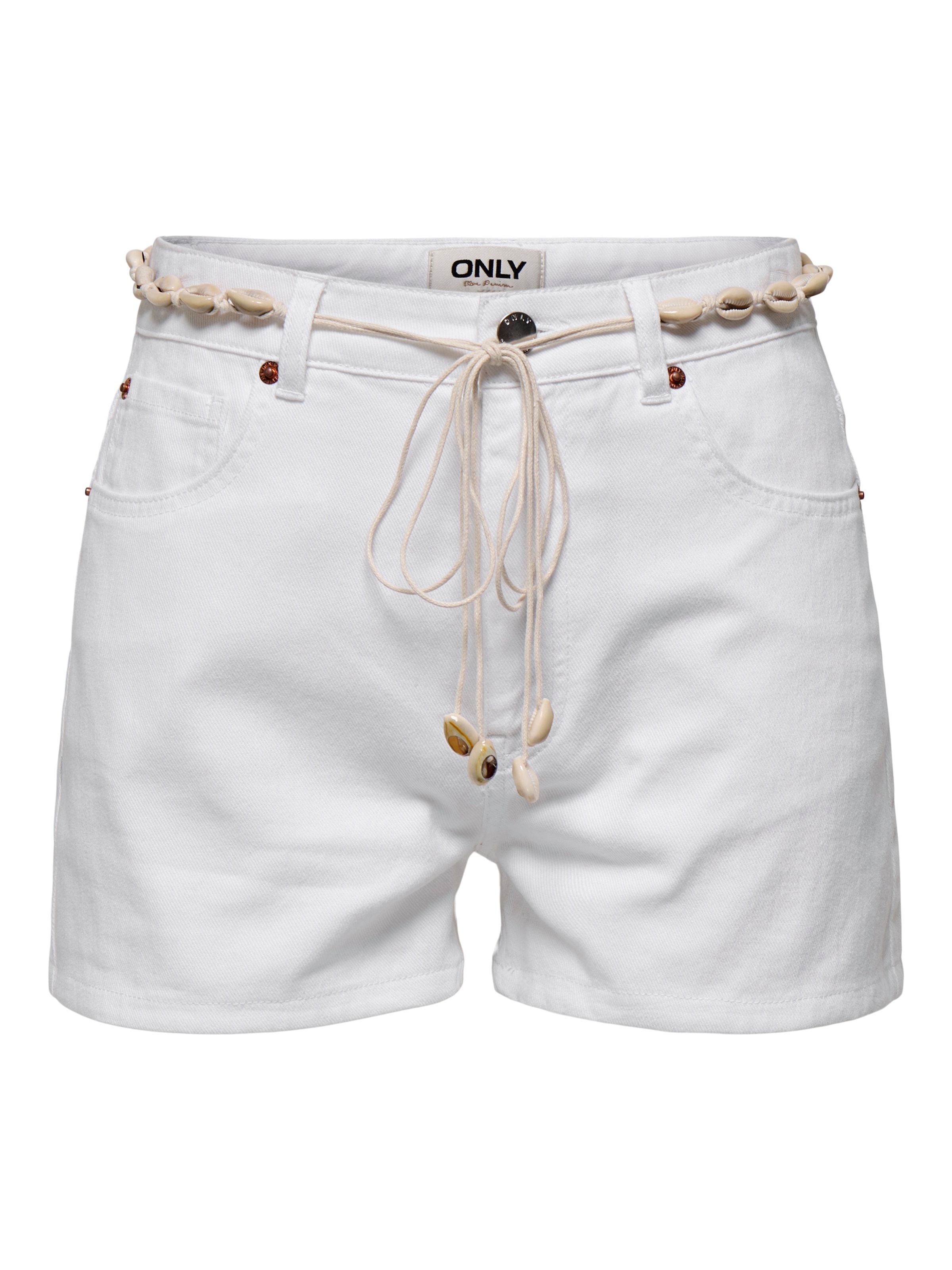 ONLY Jeansshorts »ONLZUMA HW SHELL BELT DNM SHORTS BJ«, mit Destroyed Effekt und ausgefranstem Saum
