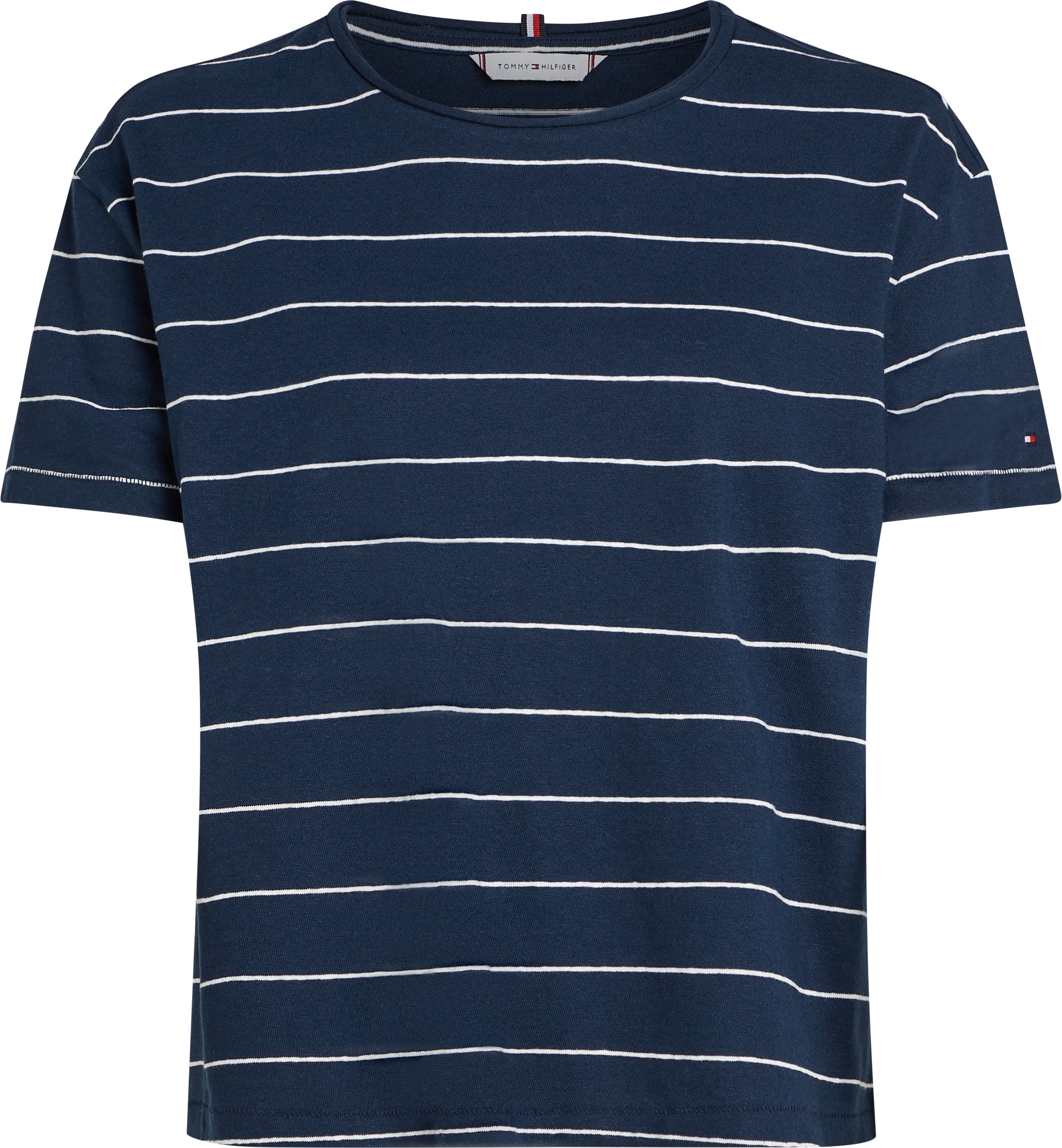 Tommy Hilfiger Kurzarmshirt »MODERN CO LINEN C-NK SS«, mit Streifenmuster,kühlendes Premium Leinen