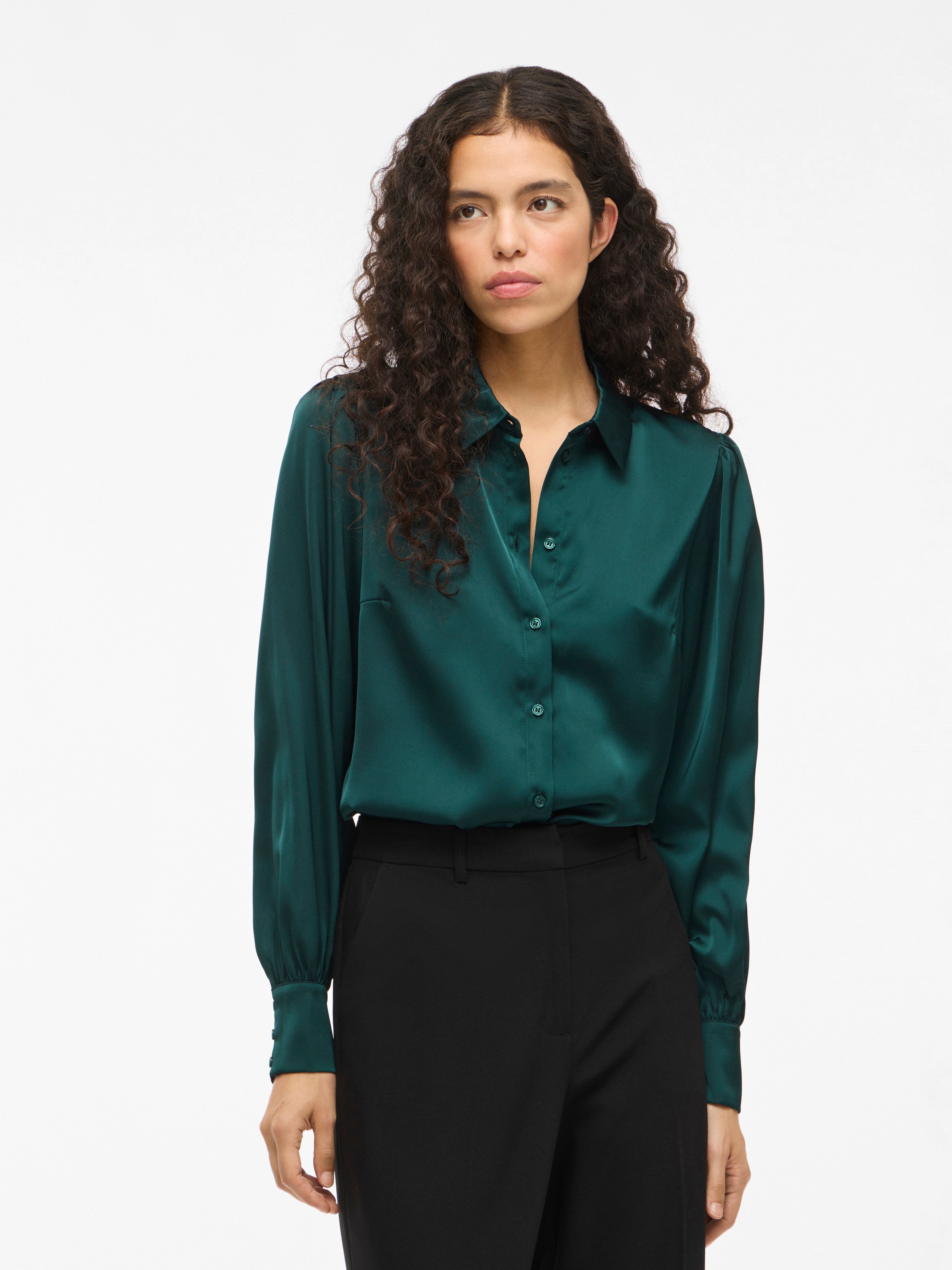 Vila Langarmbluse "Vienna Ravenna L/S Balloon Shirt - Noos" Kunstfaser, Regular Fit