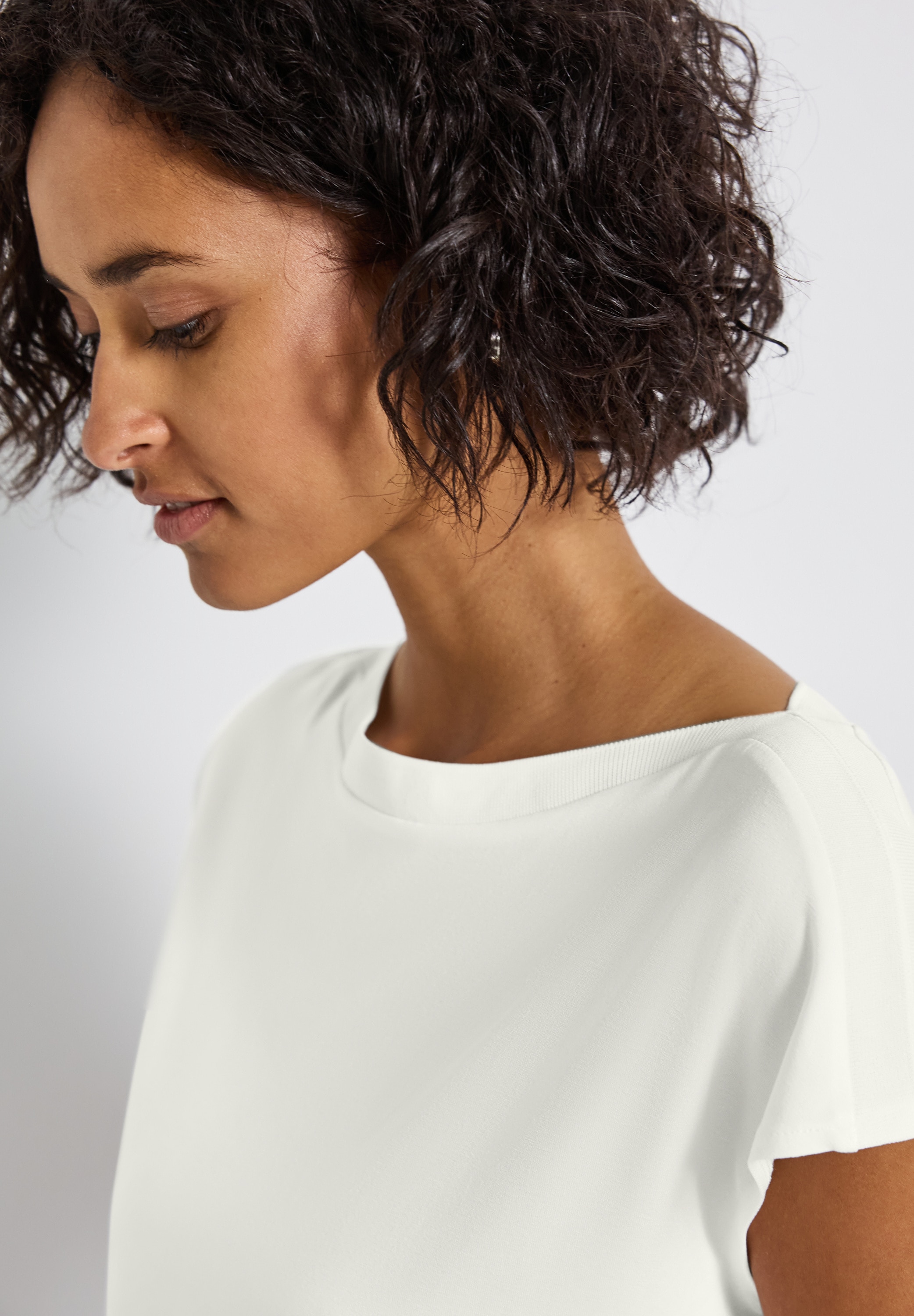 STREET ONE T-Shirt, U-Boot Shirt mit Rippdetail günstig online kaufen