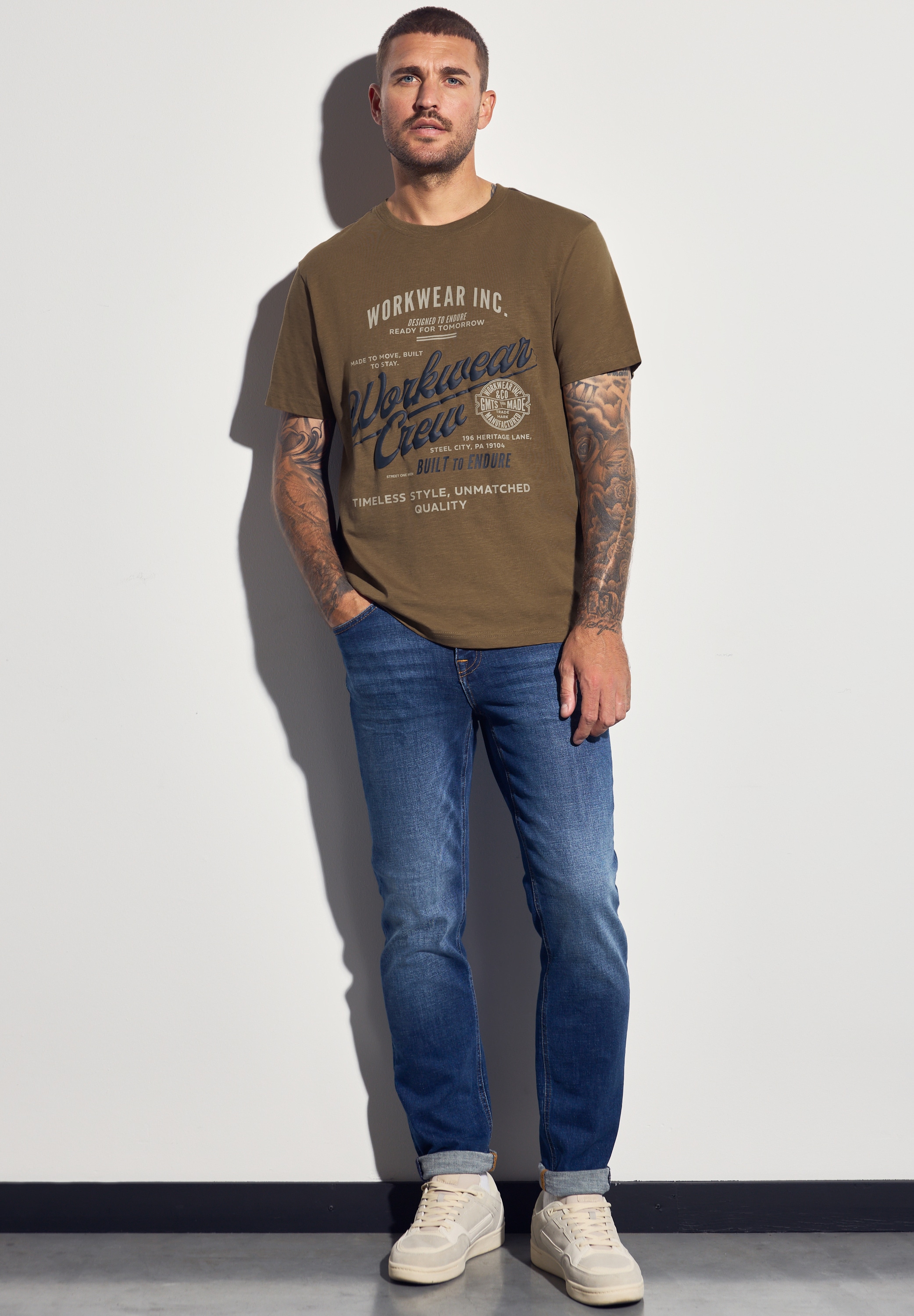 STREET ONE MEN T-Shirt, aus reiner Baumwolle