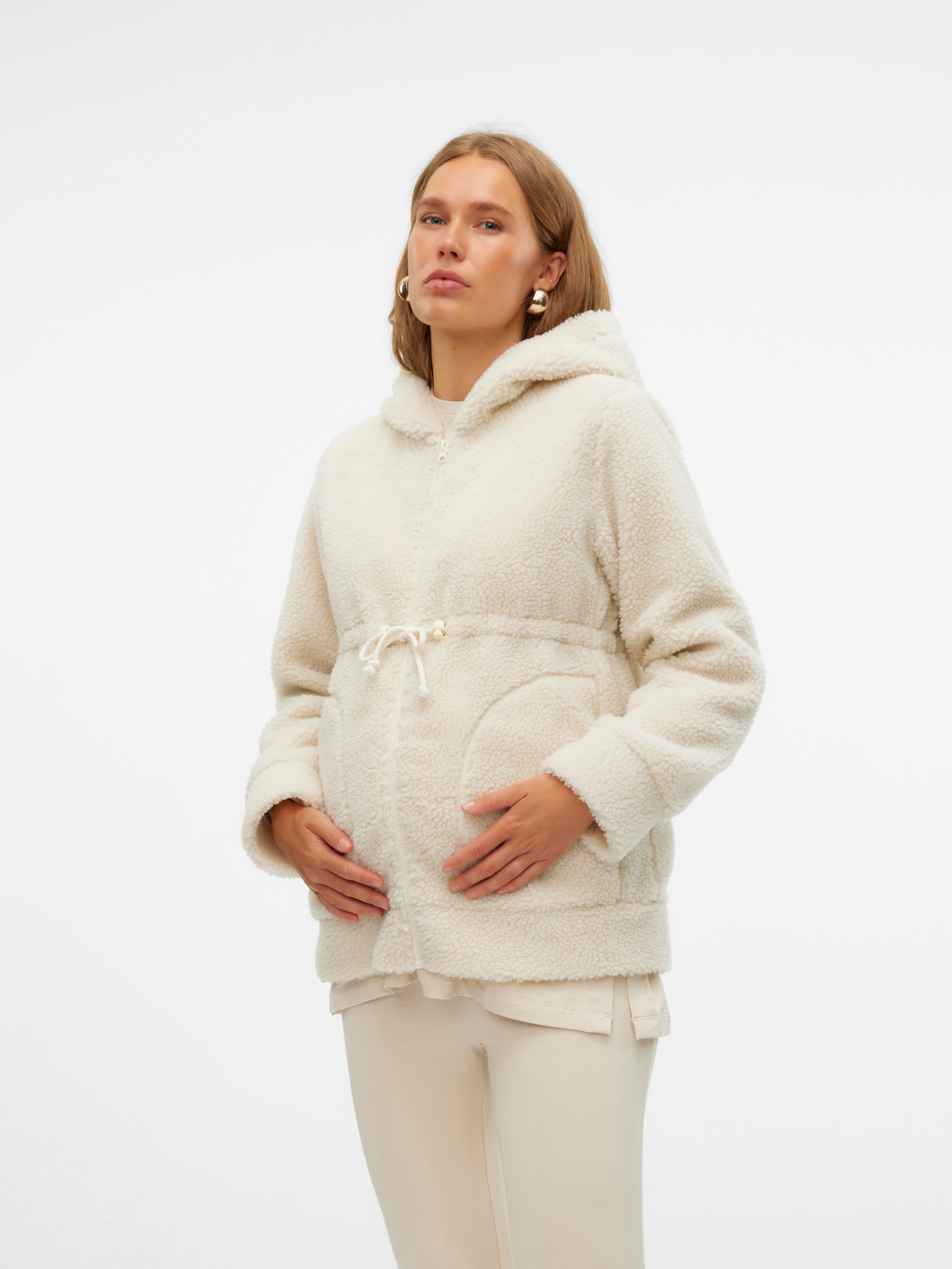 Mamalicious Kapuzenplüschjacke "MLRACHEL 3IN1 TEDDY JACKET NOOS" mit Kapuze Kunstfaser, regular fit